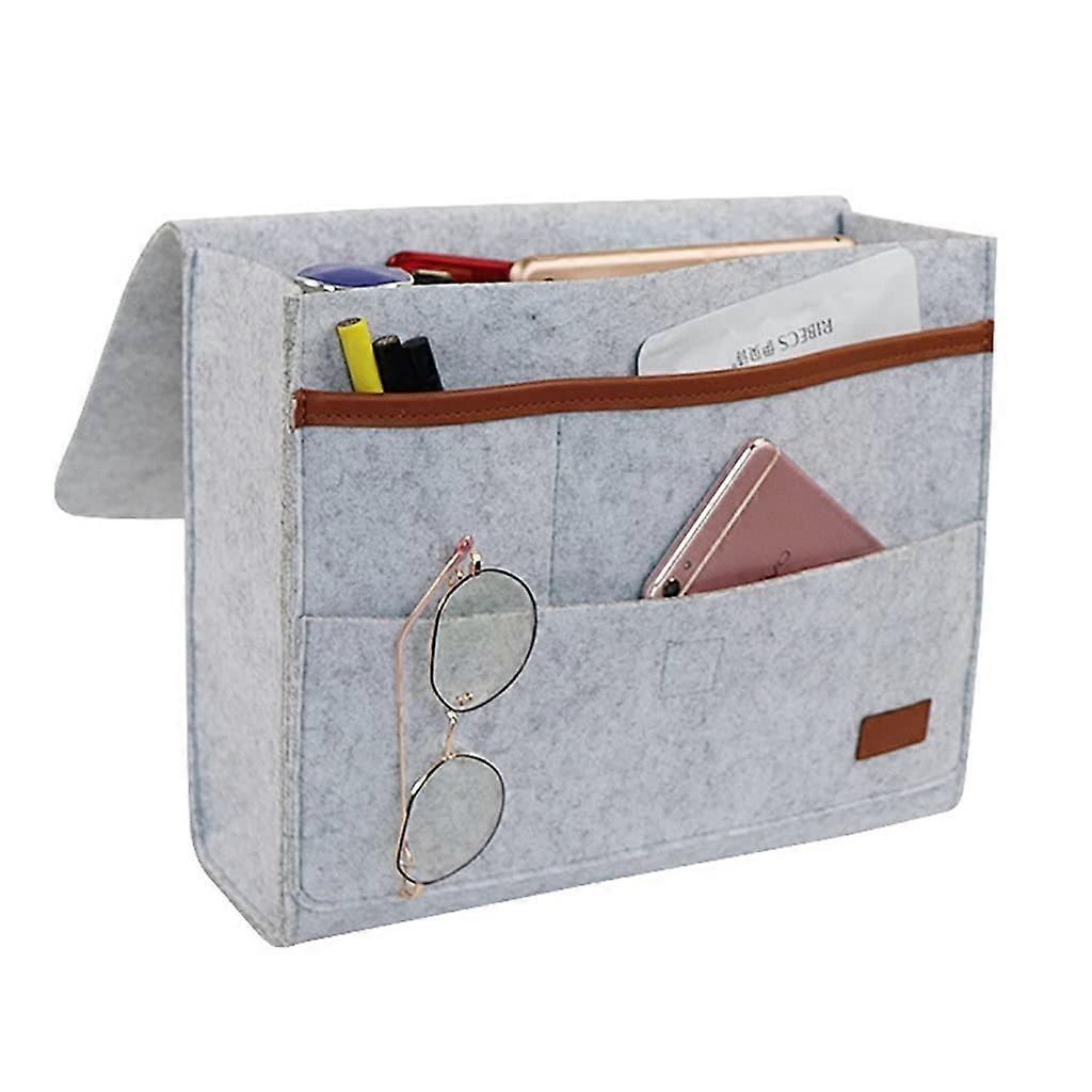 Bedside Felt Organizer Hanging Pocket For Bedroom Storage Light Gray