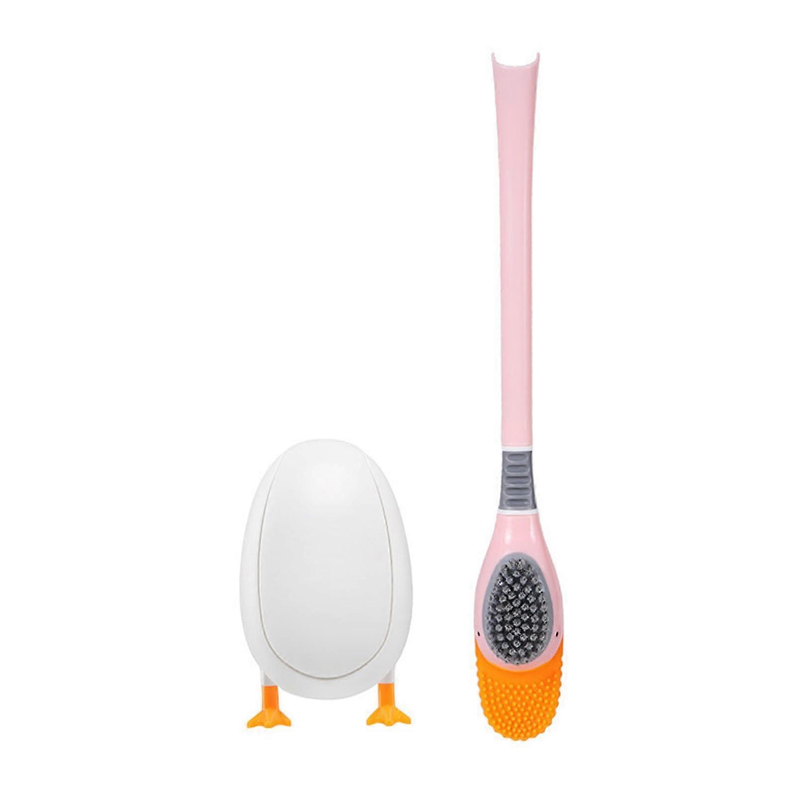 Duck Shape Toilet Brush With Long Handle, Silicone Toilet Brush, LeakProof Base, Home Cleaning Tool