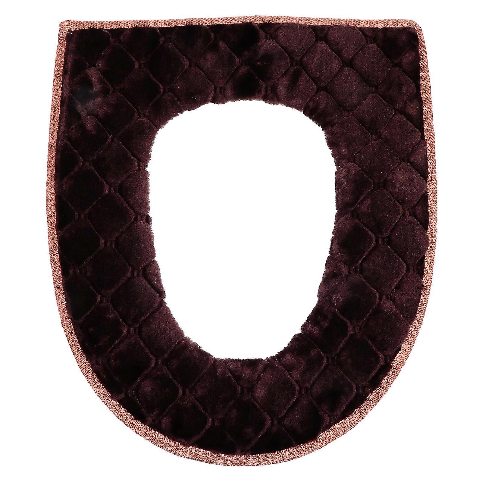 Brown Toilet Seat Cover for Bathroom Use with 3Pcs Plush Thickened Cushion