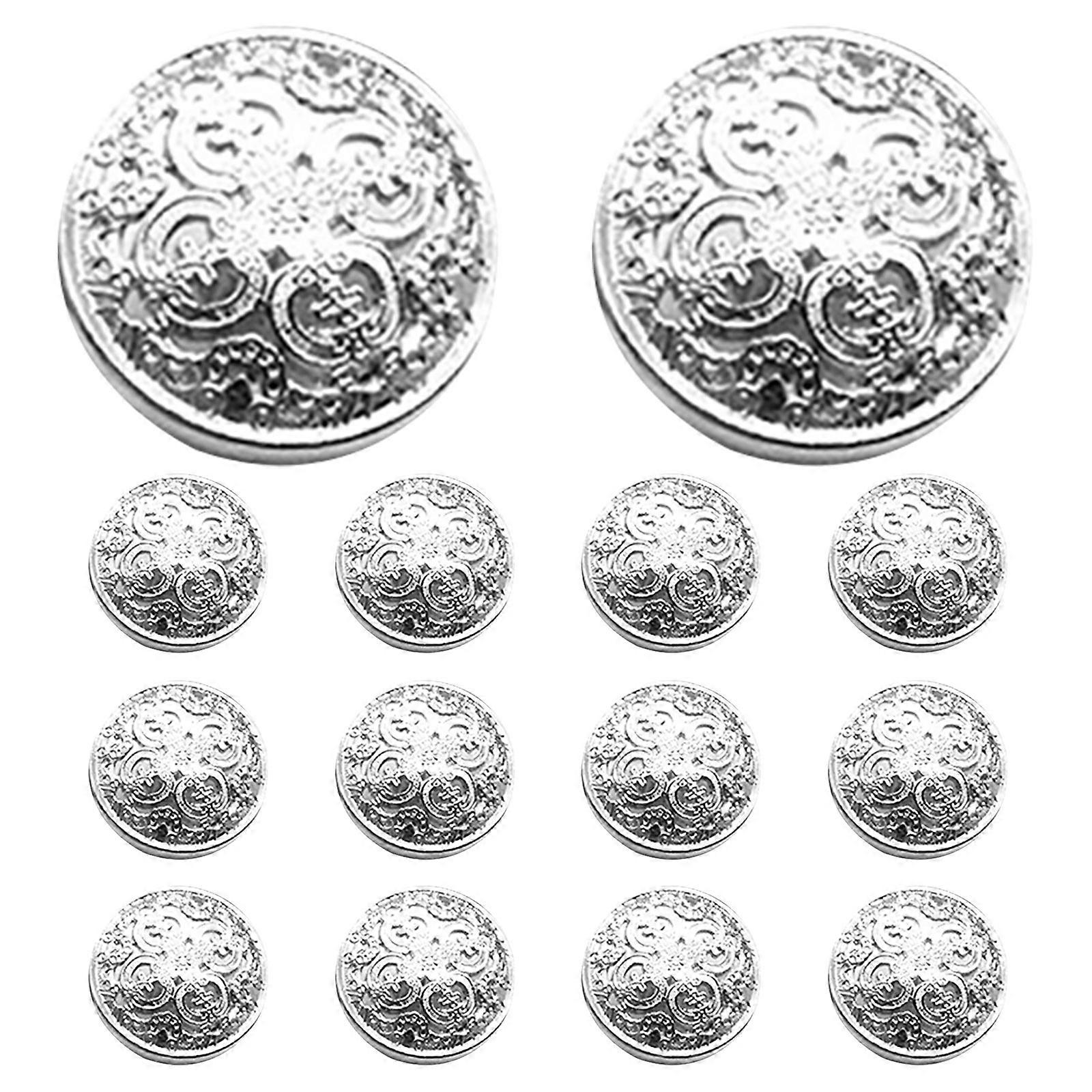 DIY Buttons Metal Buckle for Decoration 60Pcs Hollow Silver