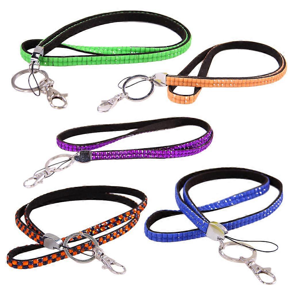 5 Pcs Shiny Drilling Phone Lanyards Universal Crossbody Safety Straps For Smartphone Accessories Assorted Color Hands Free