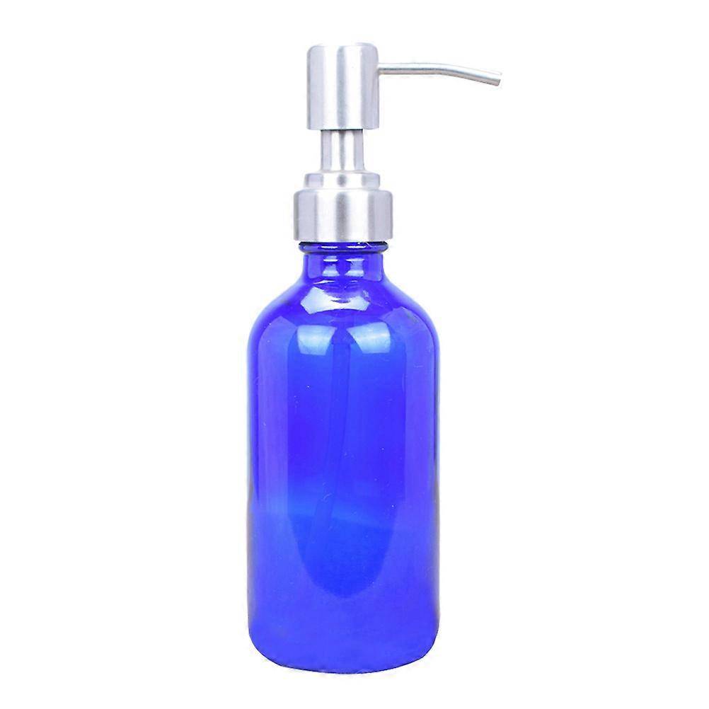 Empty Shampoo Container Glass Pump Bottles for Bathroom 3Pcs Blue Refillable