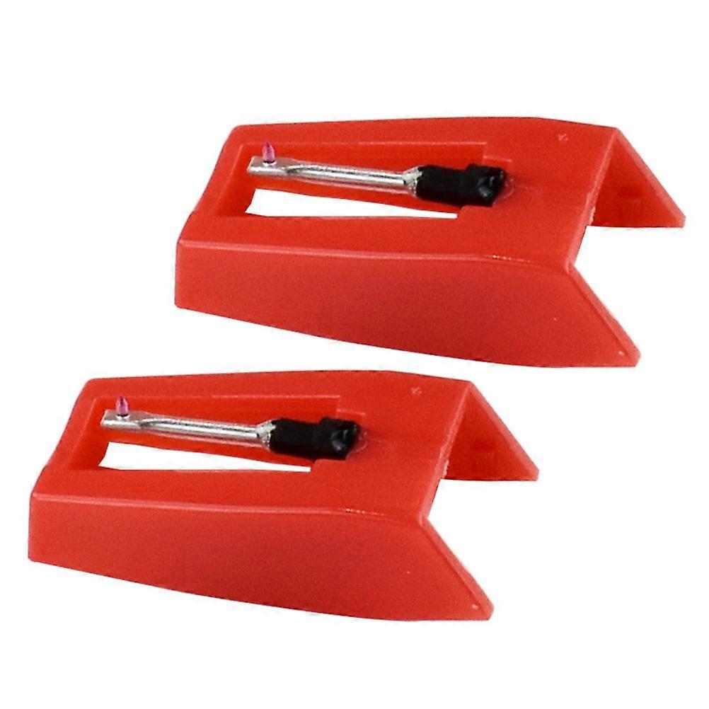 Gramophone Turntable Needle Red for Replacement 2Pairs with Strong Tracking