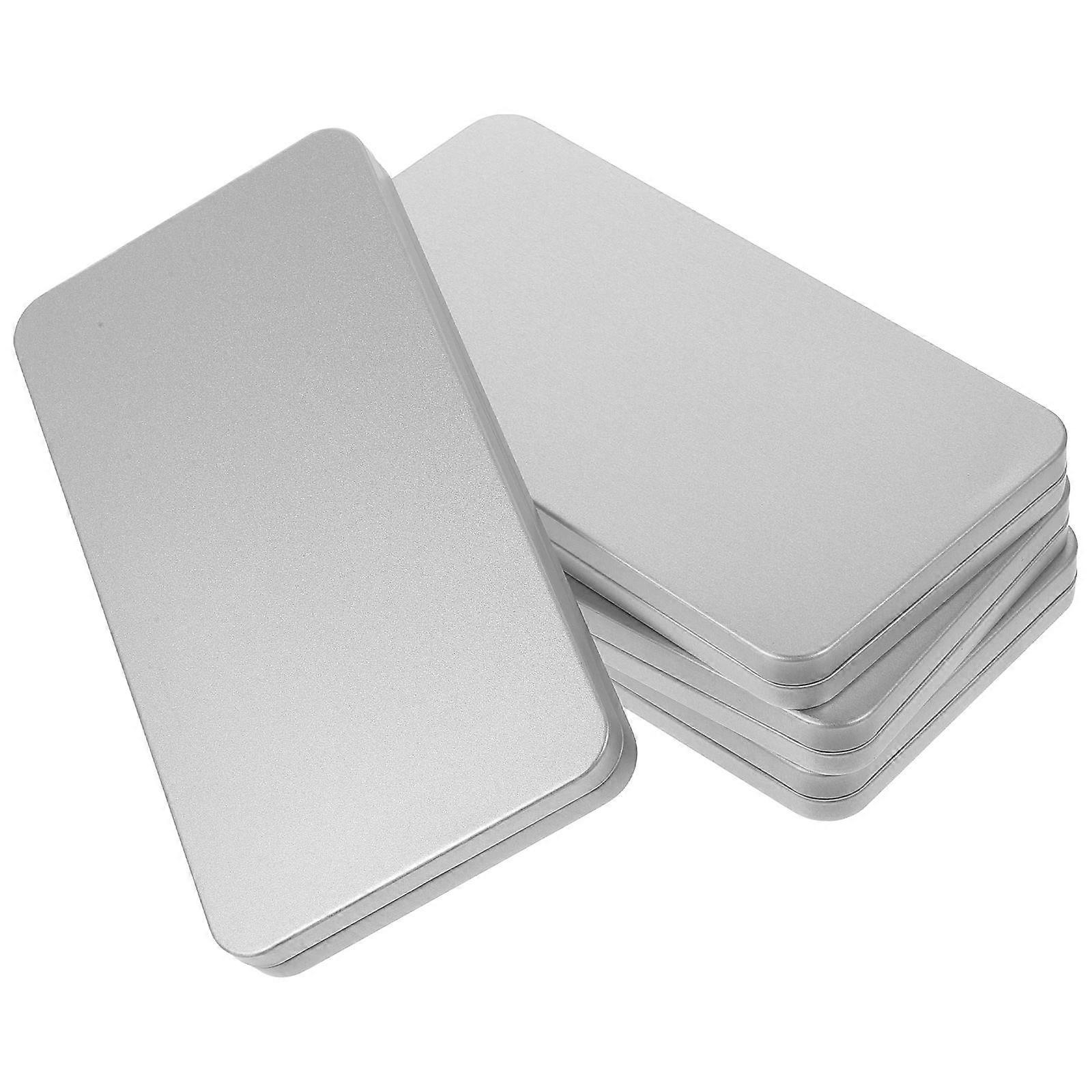 Simple Design Tinplate Container For Living Room Use In Silver 17X9CM Perfect For Organization 4Pcs