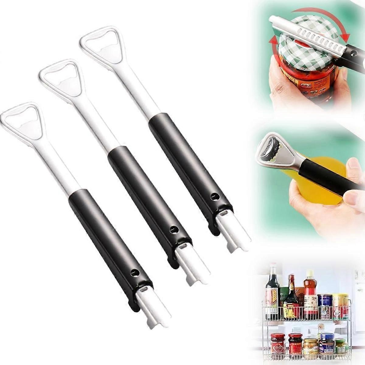 Adjustable Jar Opener for Weak Hands, Multifunctional Stainless Steel Can & Bottle Opener with Beer Opener, Portable Manual Tool (1 Pc)