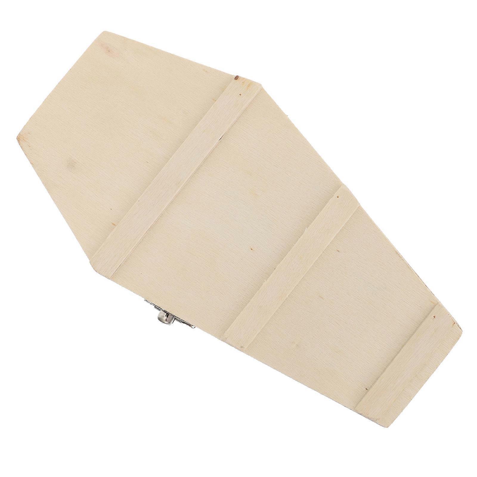 Halloween Coffin Storage Box Wooden Hexagonal Candy Box with Lid 10Pcs