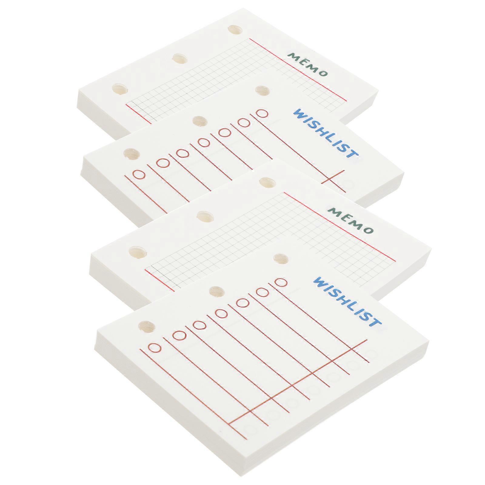 Notebook Refill Paper Rectangular Planner Notebook Inner Paper Office Use 8x6.2cm Diary Writing 4Pcs