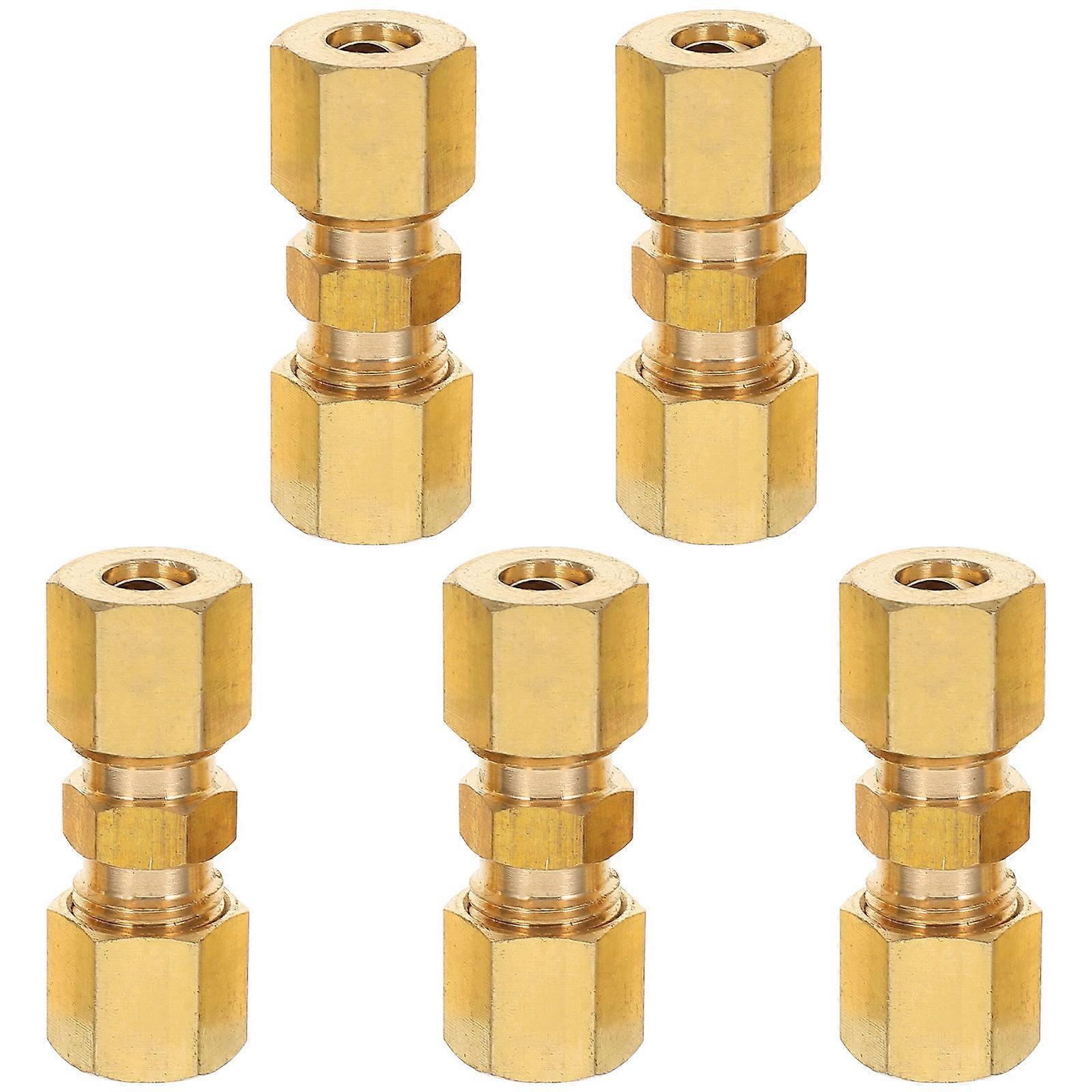 Compression Tube Unions 10 Pcs Machine Parts Suitable For Machine Assembly Offering Easy Installation In Golden Copper Material
