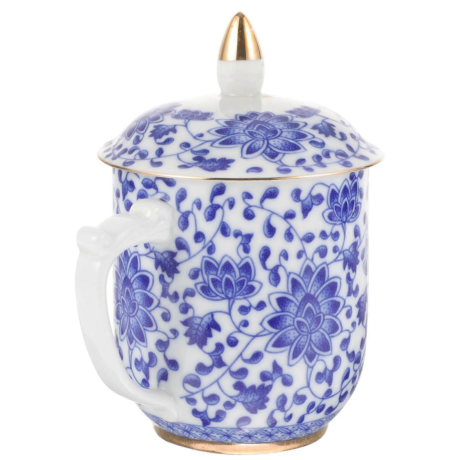 Chinese Tea Cup with Lid Ceramic Loose Leaf Steeper Cup 2Pcs