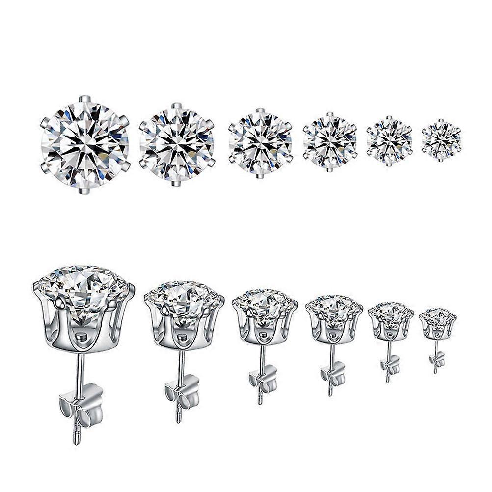 Silver Ear Studs Simple Zircon Earbob for Decor 18Pairs Set