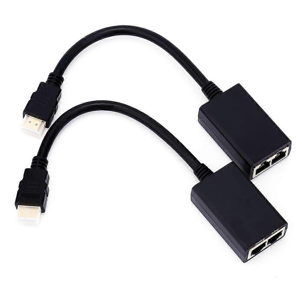 30M HDMI Over RJ45 CAT5e CAT6 LAN Ethernet Balun Extender Repeater Up to 1080P