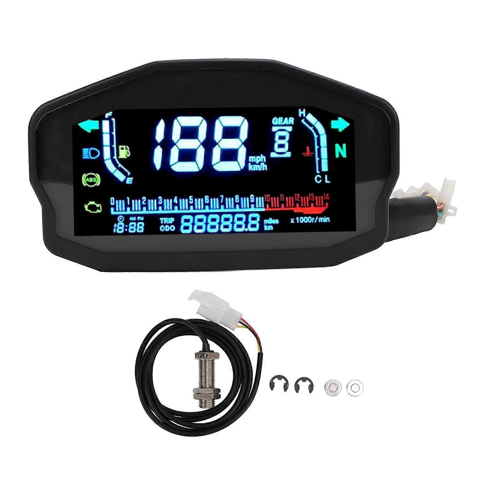 Motorcycle Digital Dash Panel DC8 to 12V Speedometer Odometer Tachometer RPM Gauge Replacement for Suzuki 1 2 4 Cylinders with Sensor