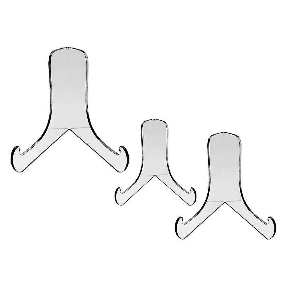 Clear Acrylic Plate Stand for Display 6Pcs Durable Silver Holders