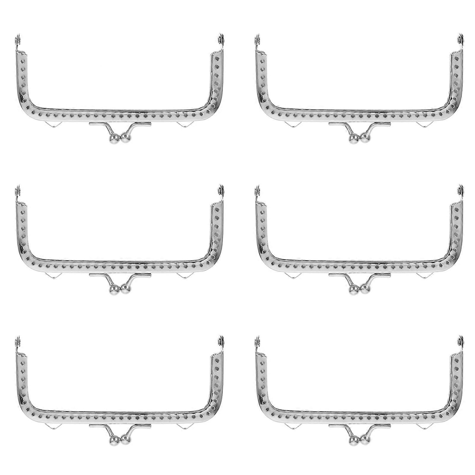 Purse Clasp Frames DIY Handbag Handles for Decor 6Pcs Silver Alloy