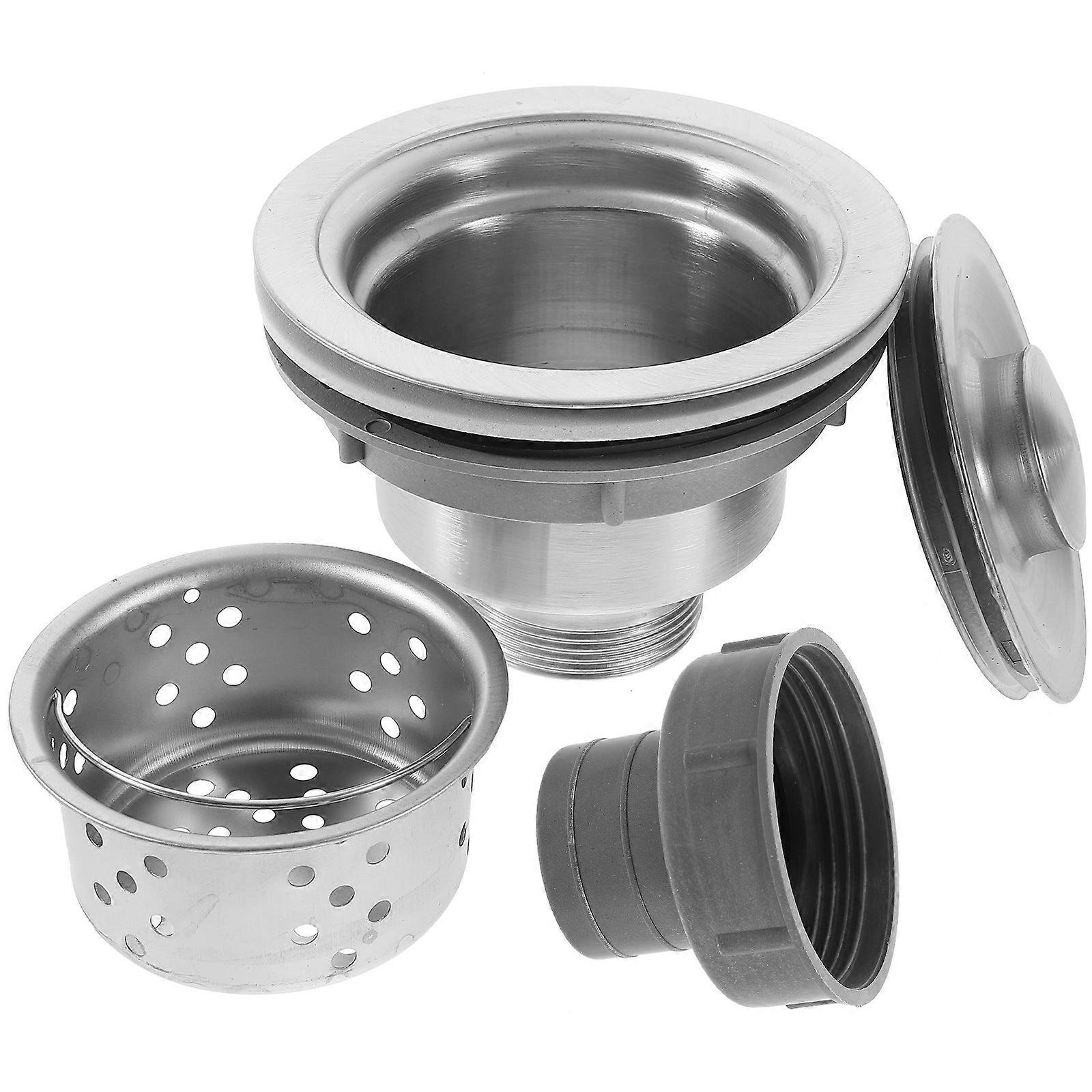 Sink Filter Strainer Set for Kitchen Drain 3 Pieces Silver Durable