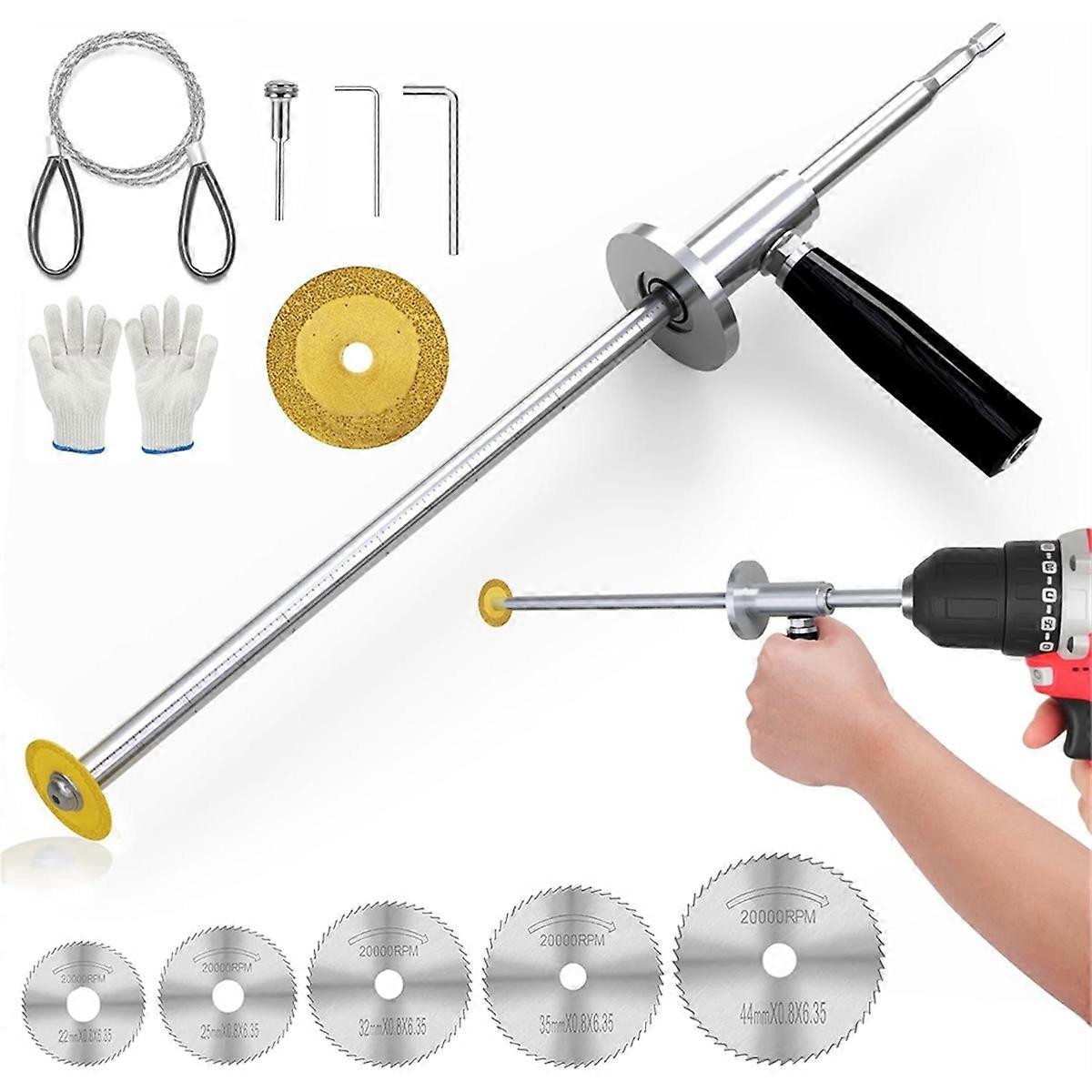 Inside Pipe Cutter for Pvc Pipe with Handle and Diamond Grit Cutting Wheel, 7 Inch Adjustable Cutting Depth Gauge Guide