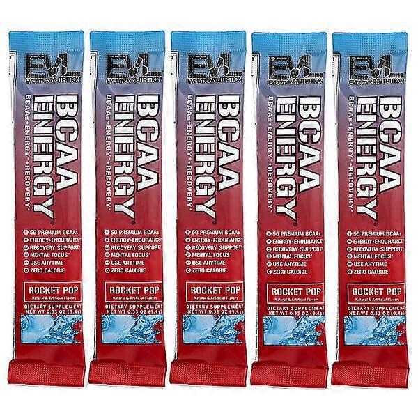 EVLution Nutrition, BCAA EnergyÃÂÃÂ®, Rocket Pop, 5 Packets, 0.33 oz (9.4 g) Each