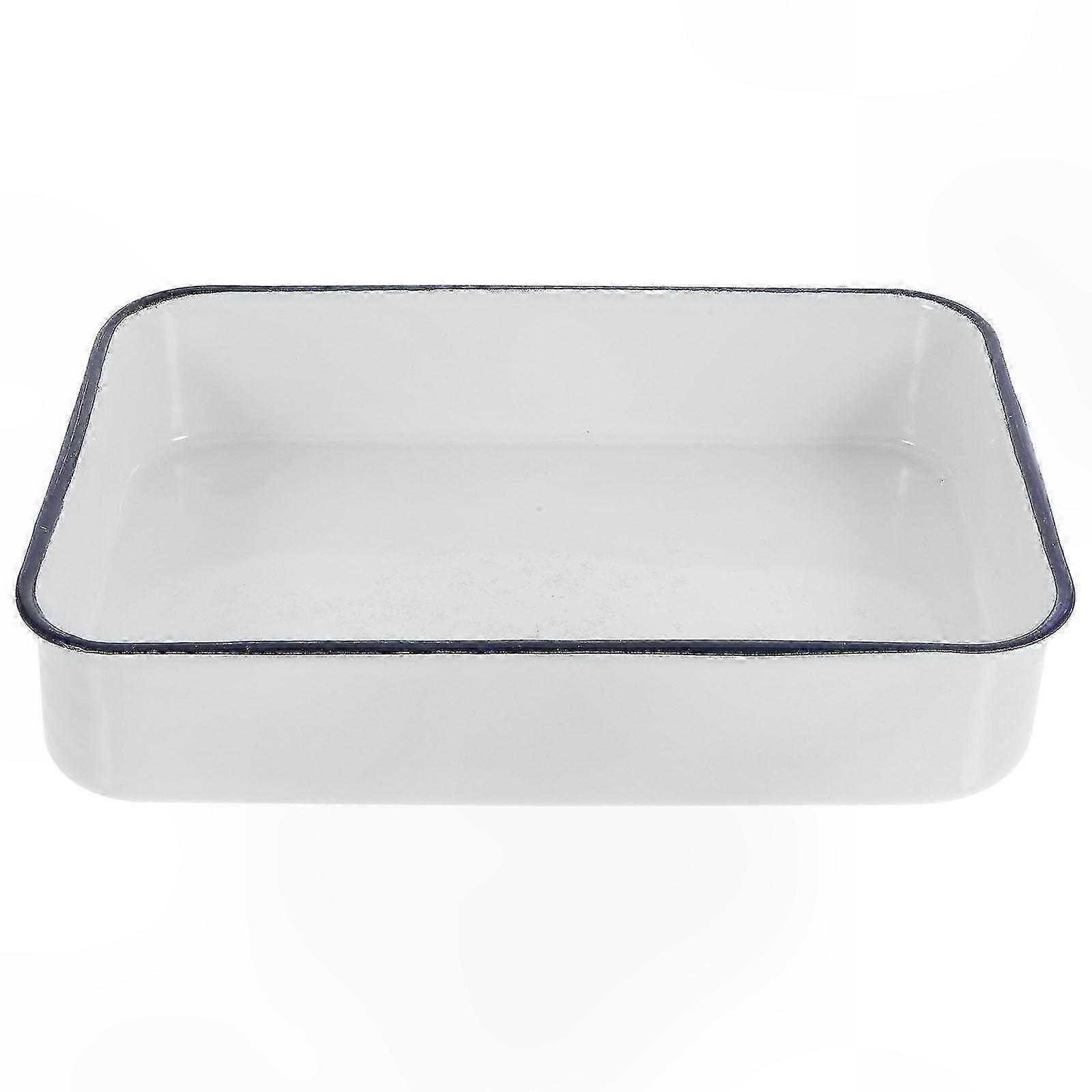 Multi-purpose Enamel Oval Roasting Pan with Deep Edges for Baking and BBQ Food Preparation