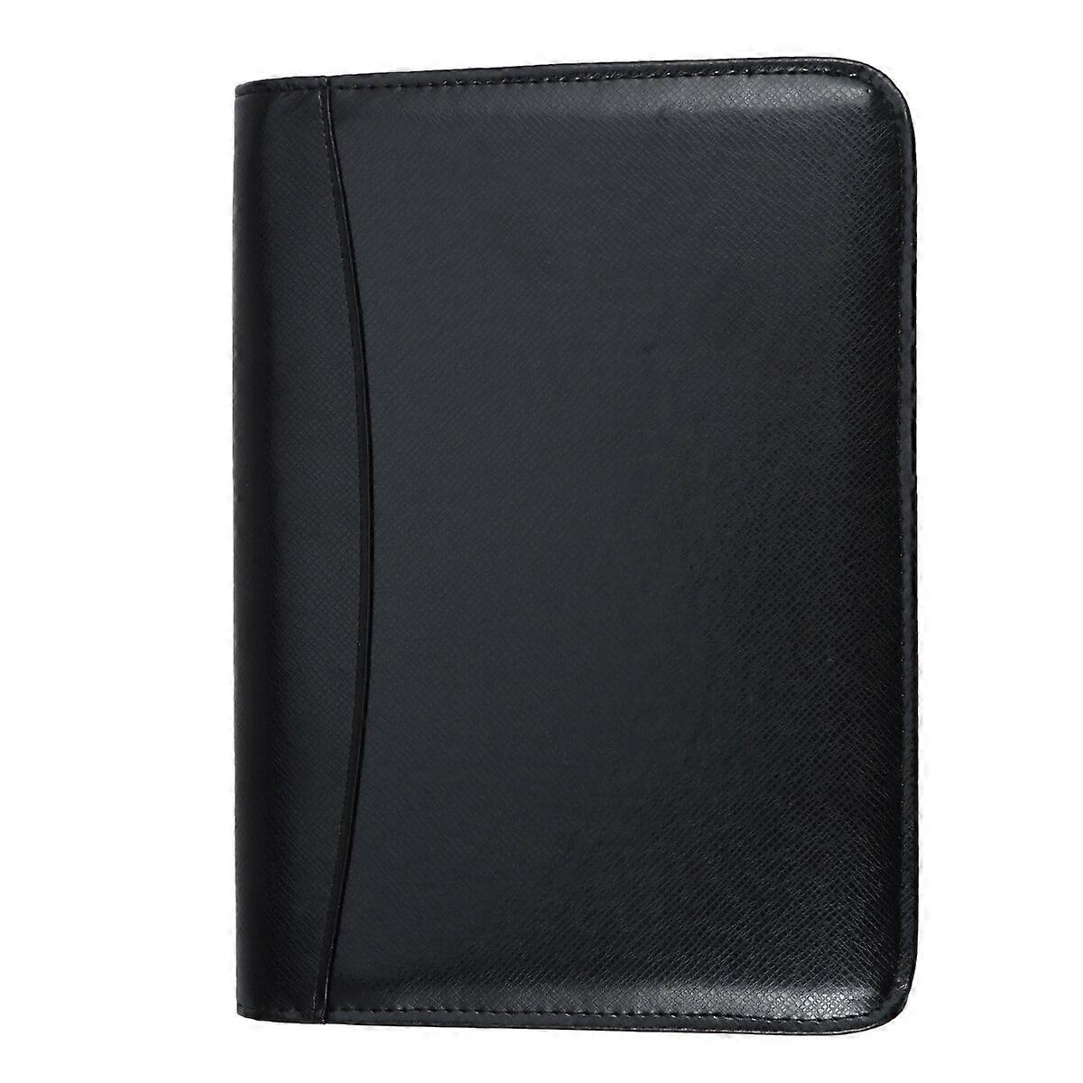 Voiceine PU Leather Cover A5 Zipper Notebook Loose-Leaf Business Notepad With Calculator (Black)