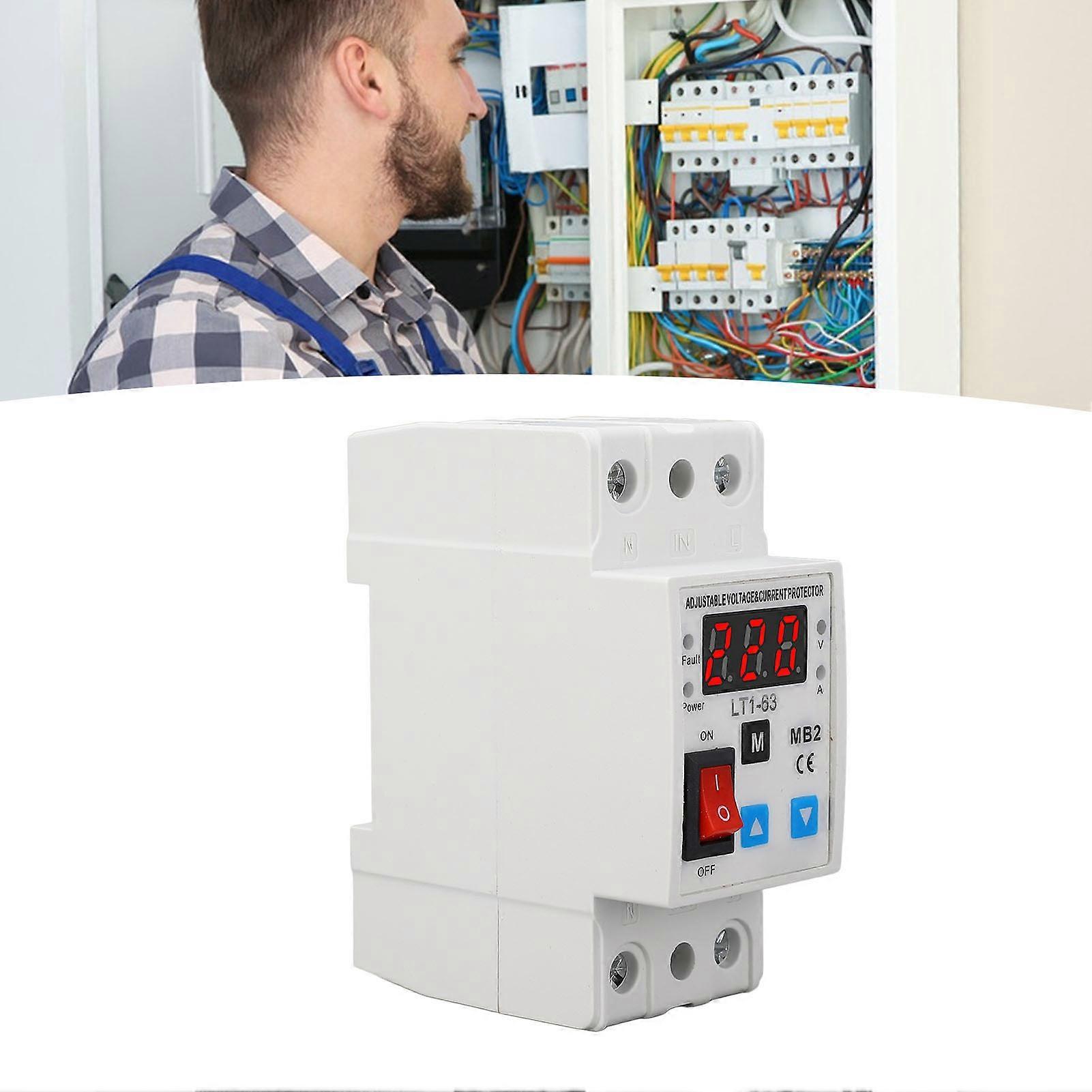 220V 63A Self Recovery Voltage Protector PA66 Housing Silver Conductor Voltage Protective Device with Boat Switch 