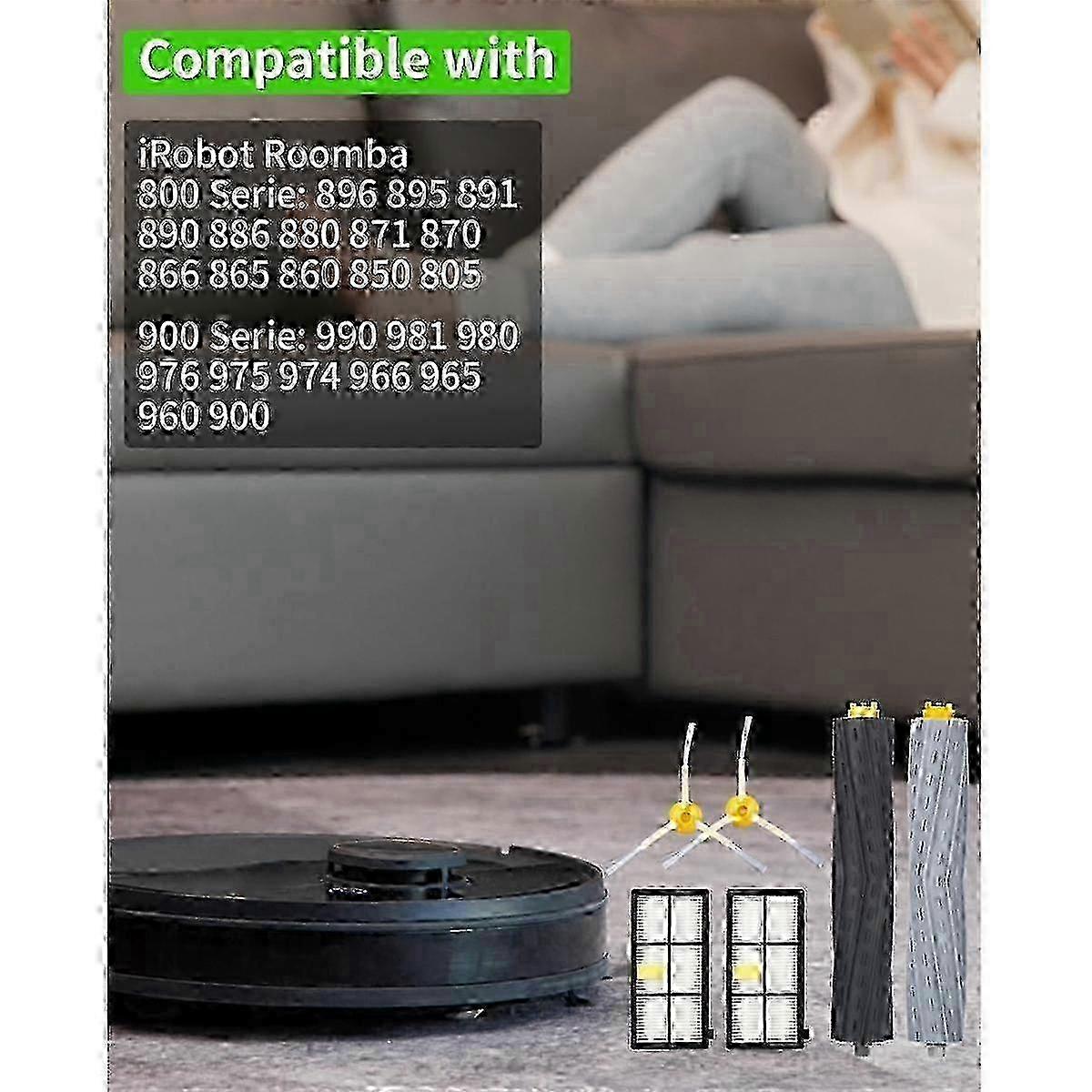 Roomba 800 Series Filter & Side Brush Combo Pack - Fits 870, 880, 805, 895 Models & More (2 Filters + 3 Brushes)