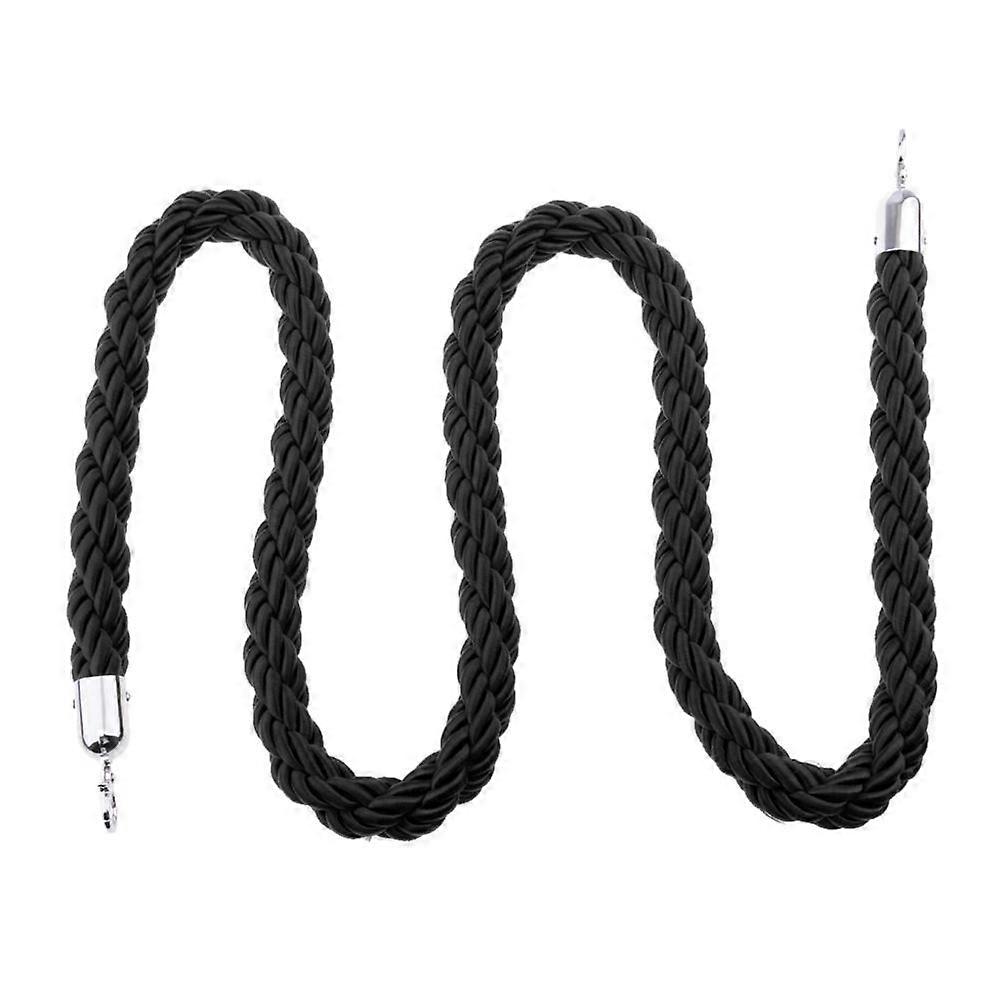 Barrier Rope Crowd Control Stanchion Tail Rope with Hooks, Black