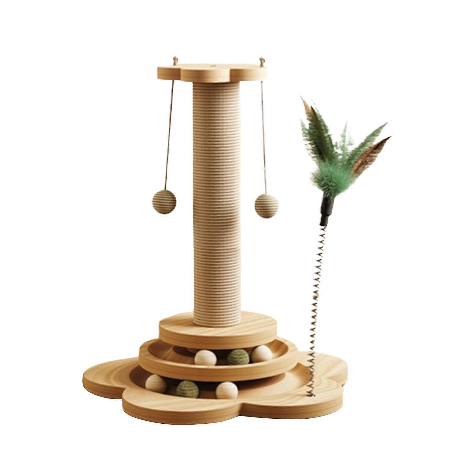 Cat Scratch Post Kitten Scratch Toy With Sisal Balls Cat Track Play Toy For Living Room Balcony Patio