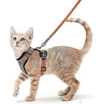 Cat Harness Small Dog Leash Adjustable Kitten Harness Orange XS Collar Reflective Cat Harness Vest Breathable Vest for Walkbee 2025
