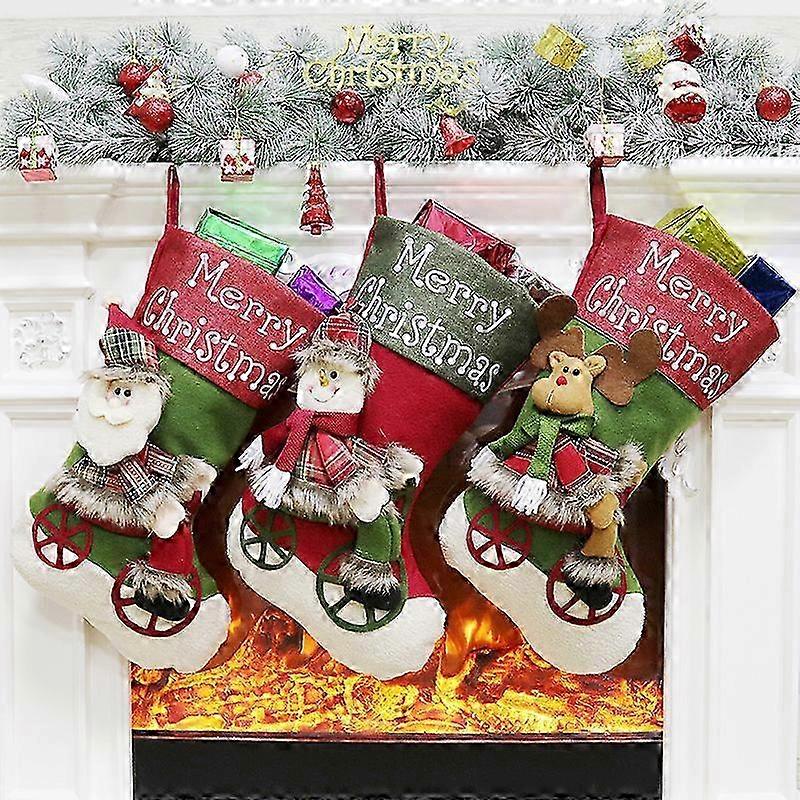 Christmas sock organizers for holiday decor 3-piece set with gift bags