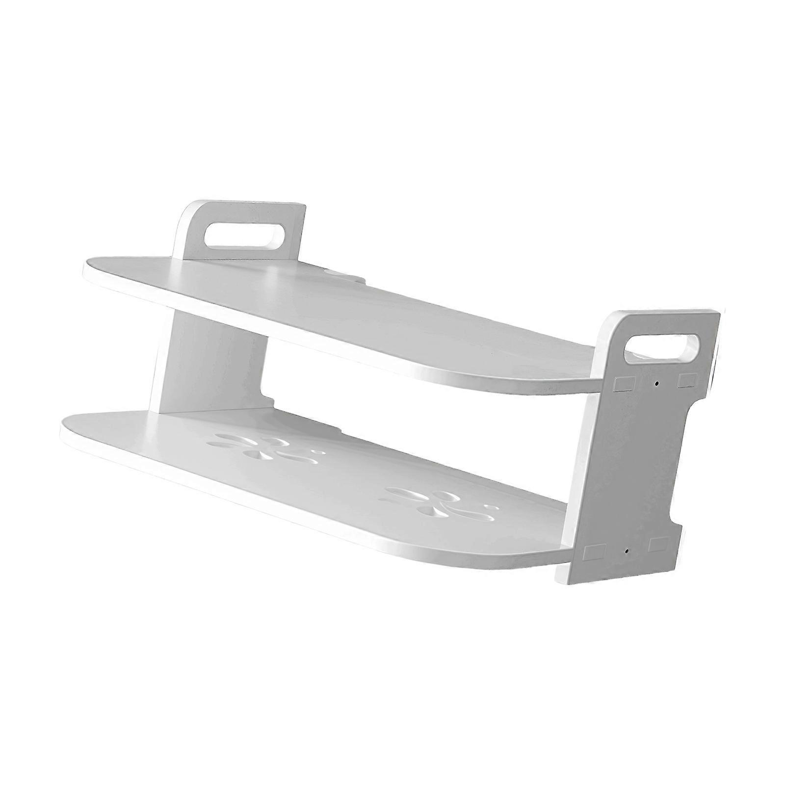 Space Saving Wall Shelf For Slide Set Exclusive Ventilated Double Rank Storage Denial Drill Mounting Cable Planner Modern Telecommute Deck  30cm