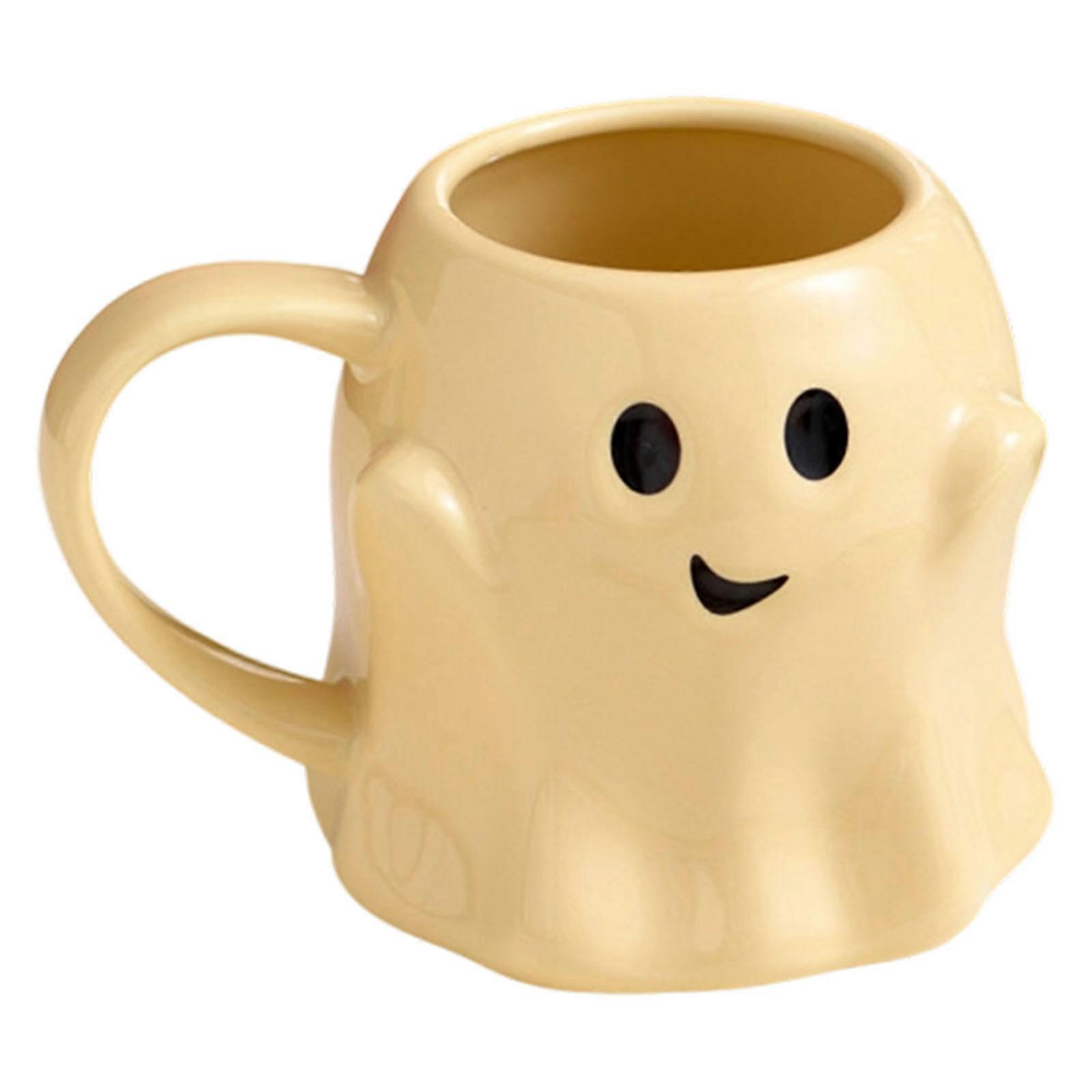 Allhallowtide Party Faience Countenance With Unique Reveler Design Ideal For Hot Beverages Remembrances  Yellow
