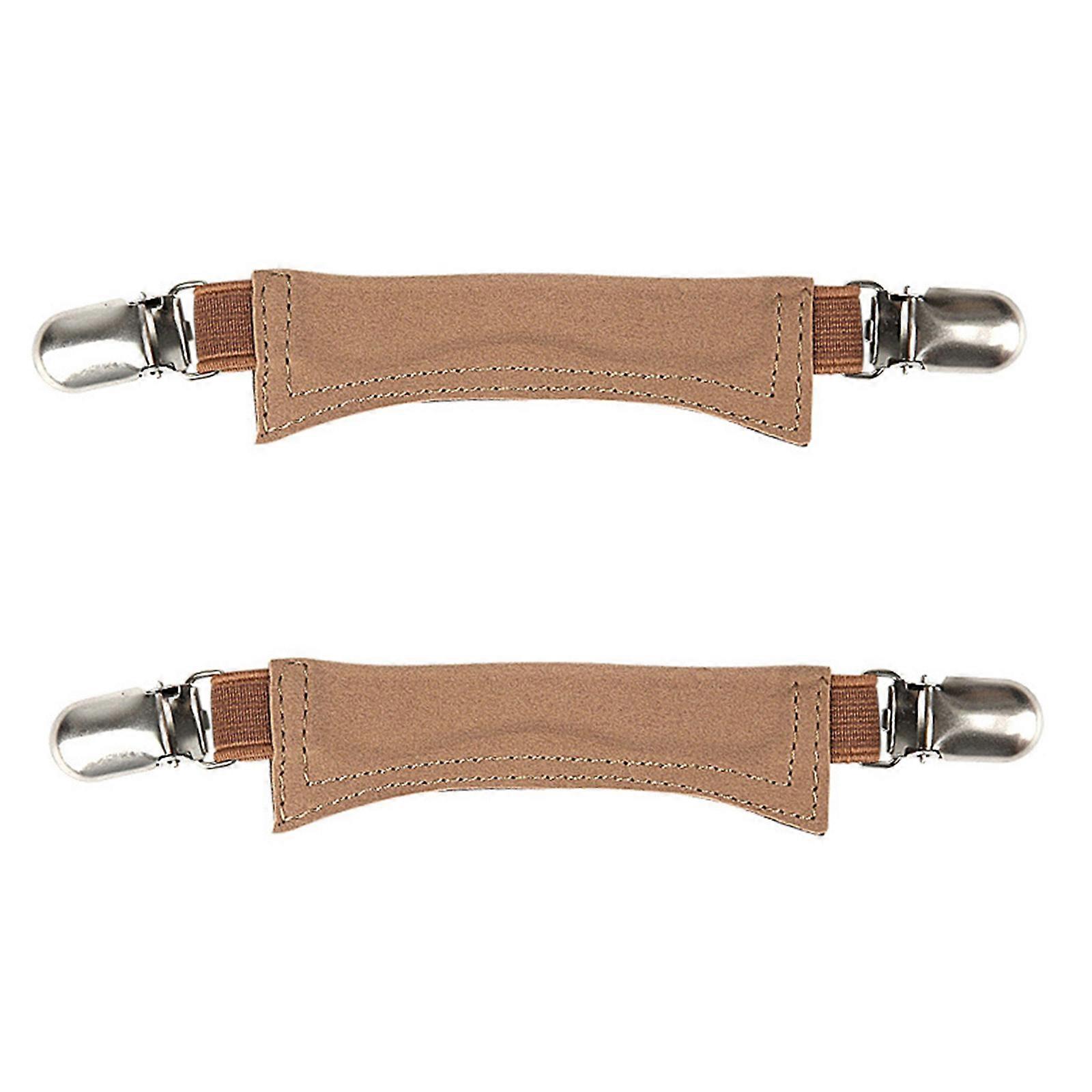 Adjustable Elastic Leather Shoe Laces Anti Slip Heel Strap with Alloy Buckles Quick Installation For Slip On Sandals  brown