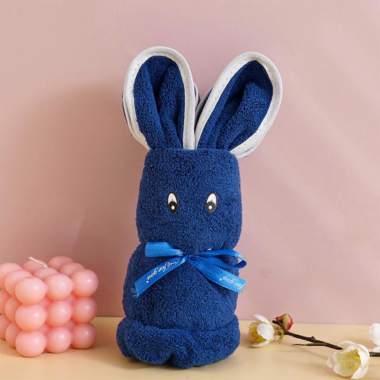 Creative Bunny Density Coral Fleece Towel UltraSoft QuickDry Absorbent NonShedding Colorfast Navy 35x75 Cm