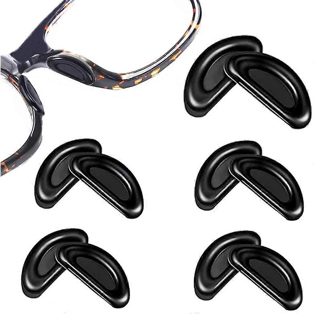 Glasses Nose Pads Soft Silicone AntiSlip Adhesive DShape for Plastic Frames 5 Pairs Black