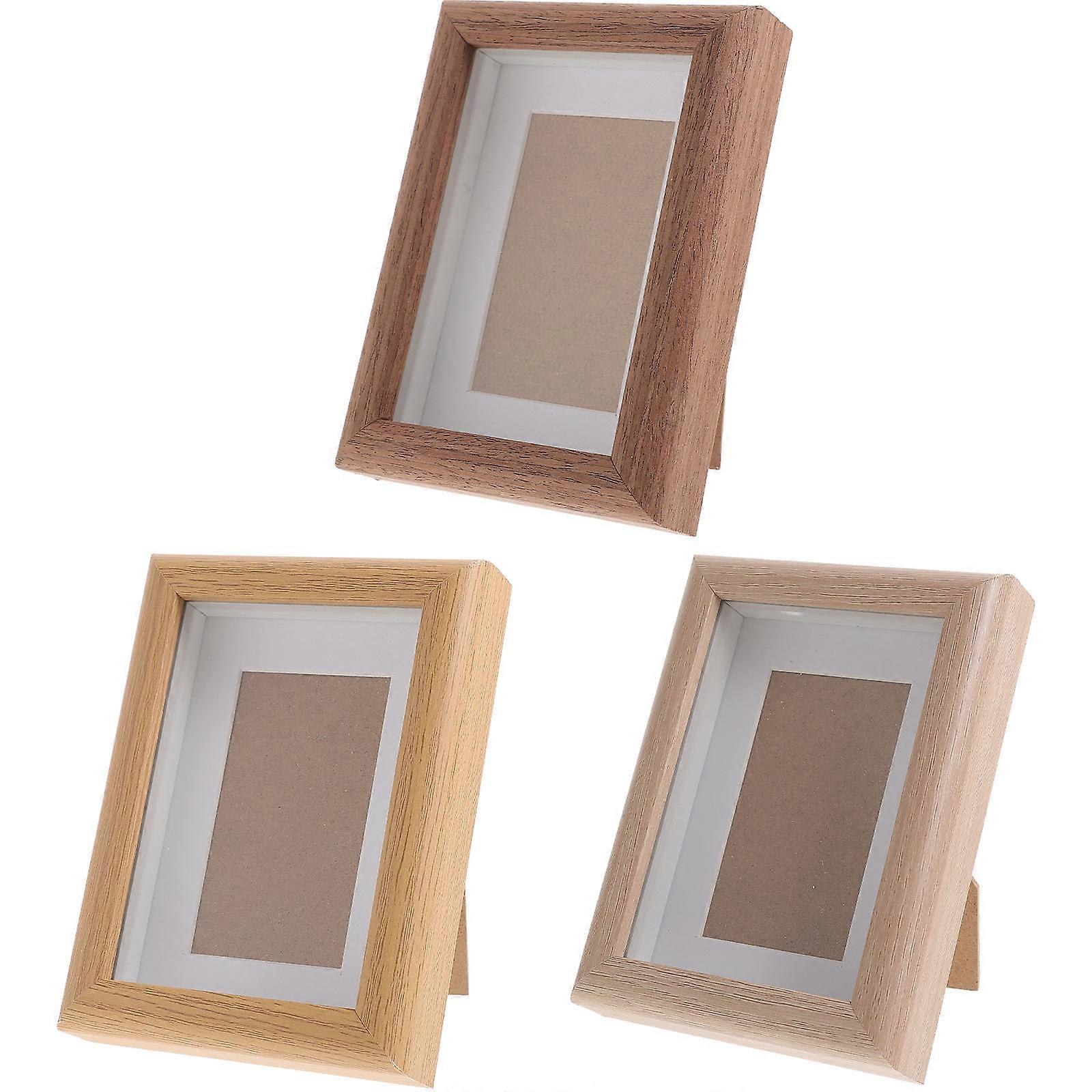 3 pcs Small Picture Frames Display Picture Frames Wooden Photo Frames Desktop Photo Frames
