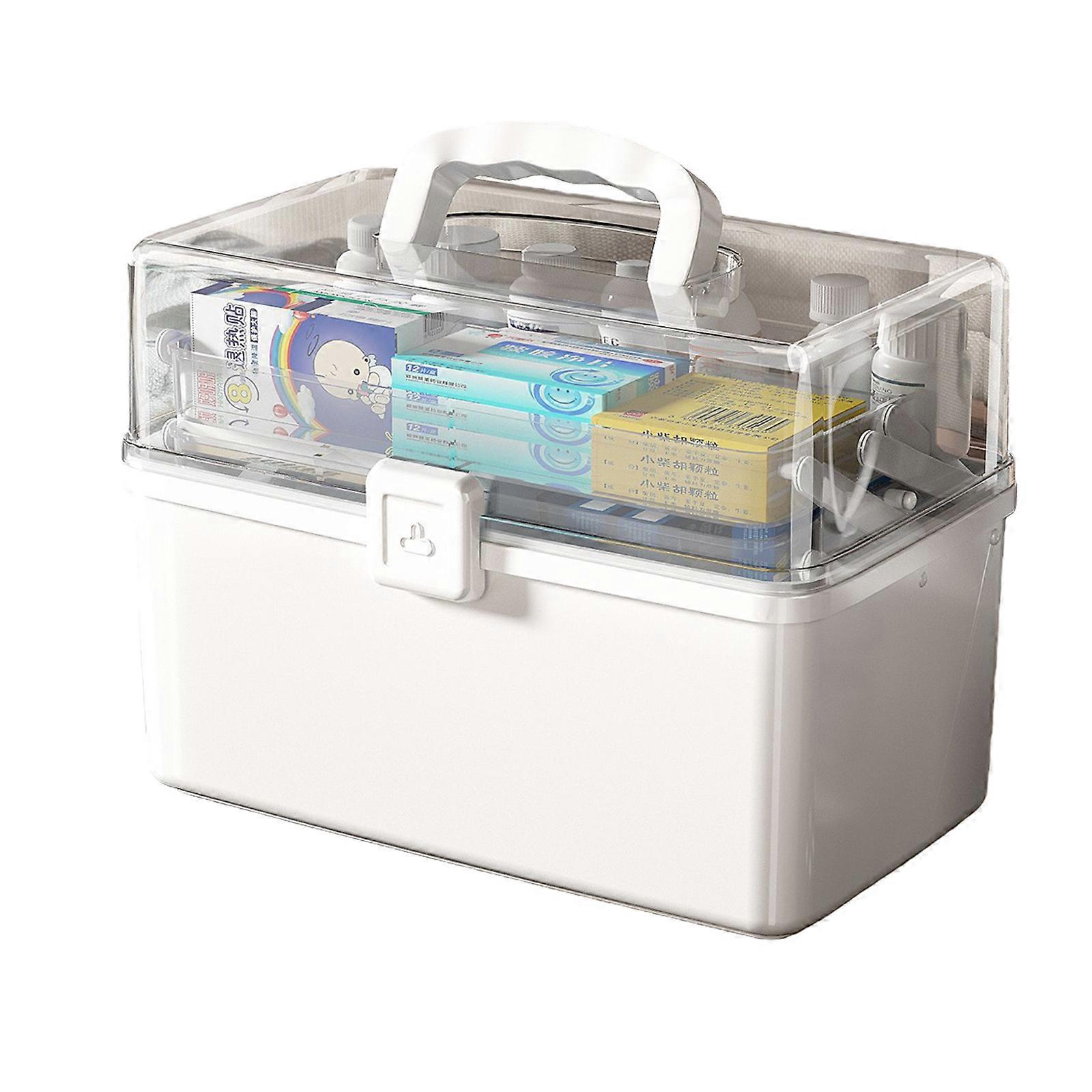 Clear Medicine Storage Box For Easy Visibility Featuring Multiple Layer Organizers Reinforced Support Sealed  XL White