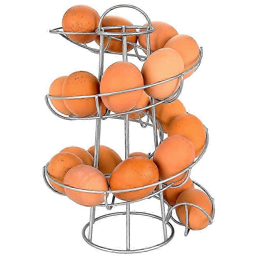 Spiral Egg Dispenser Rack for Organizing Chicken Eggs in Kitchen