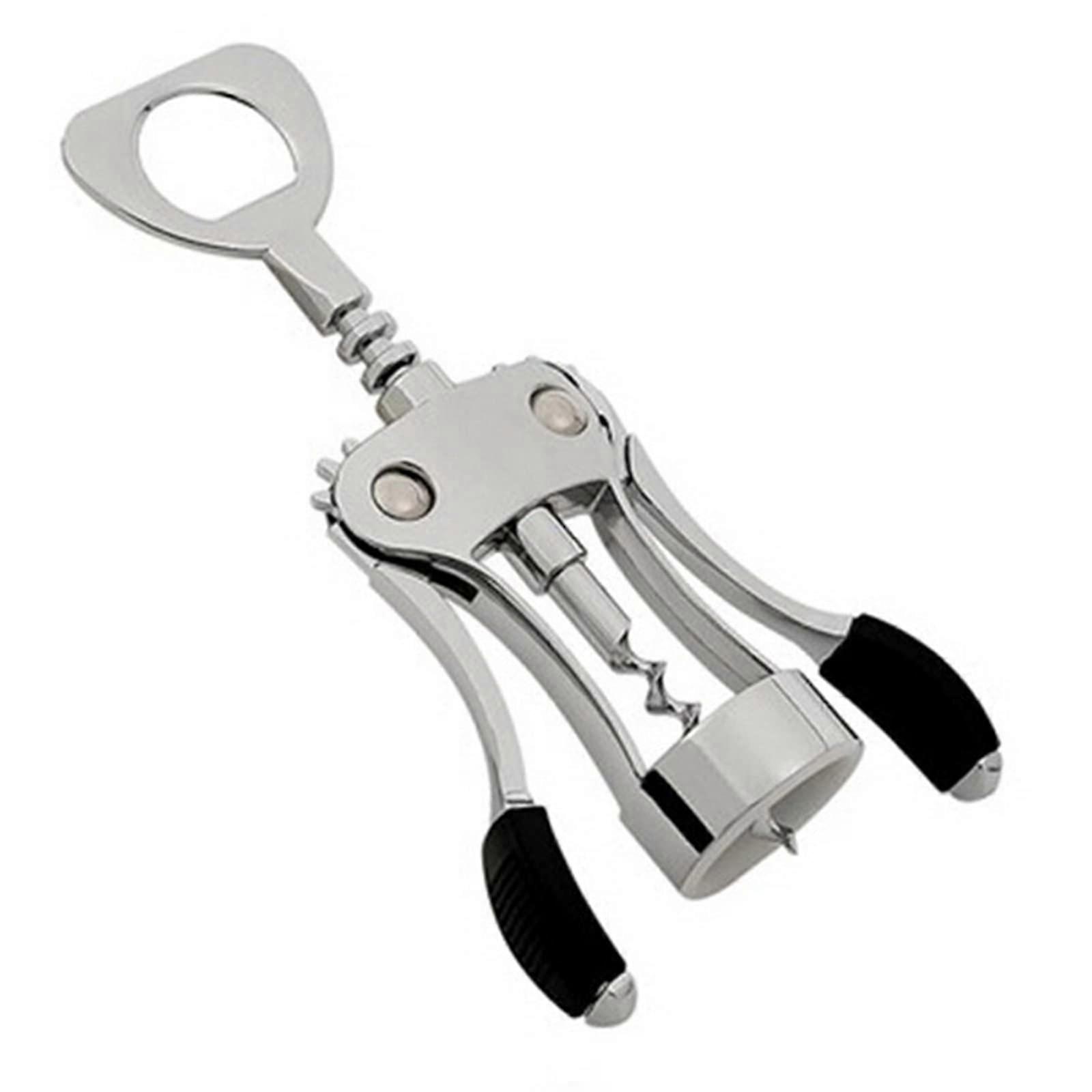 Manual Stainless Steel Wing Corkscrew Wine Bottle Opener with TwoProng Puller 19x6.5cm Red