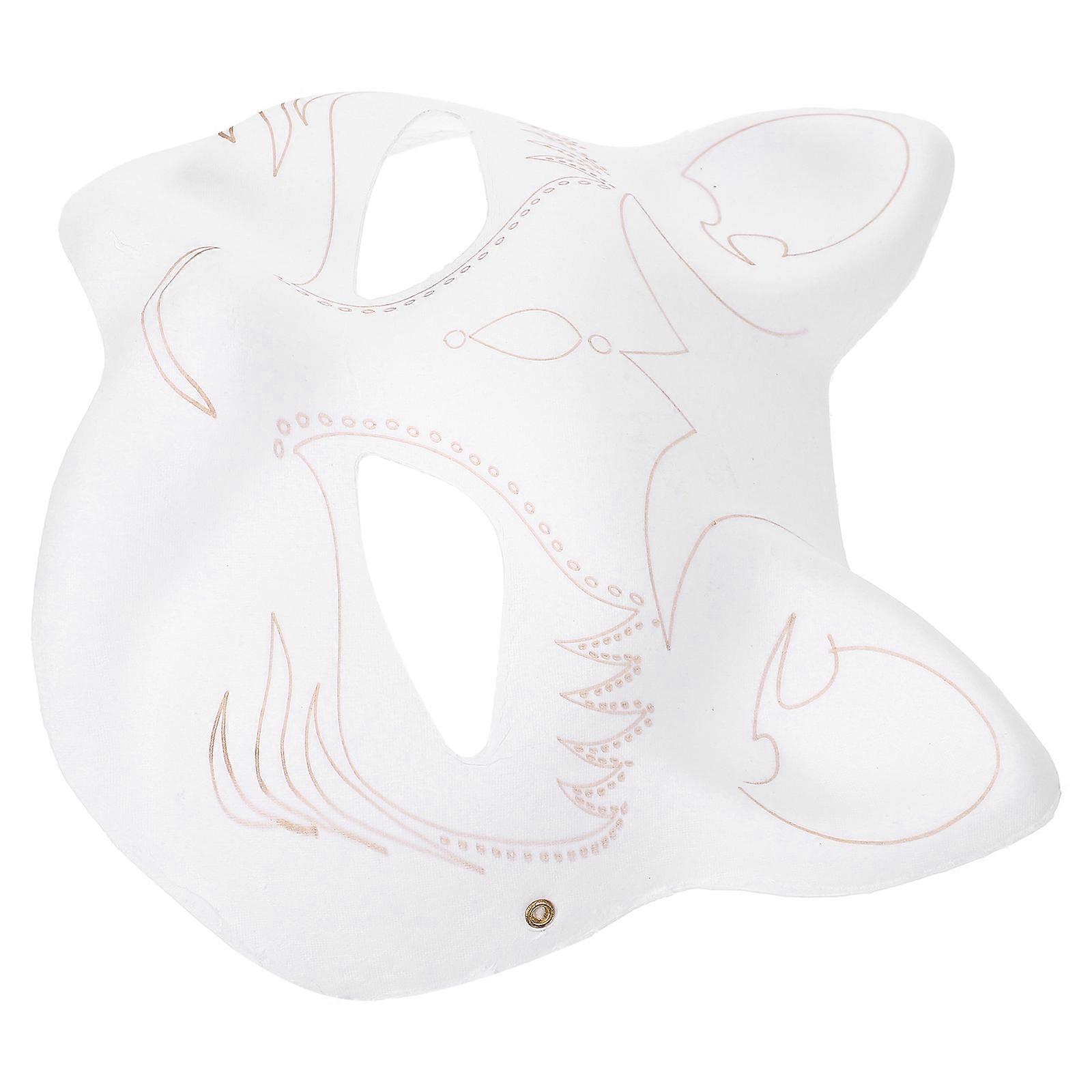 Paintable Paper Pulp Mask for DIY Use White Cat Cosplay Paper Mask