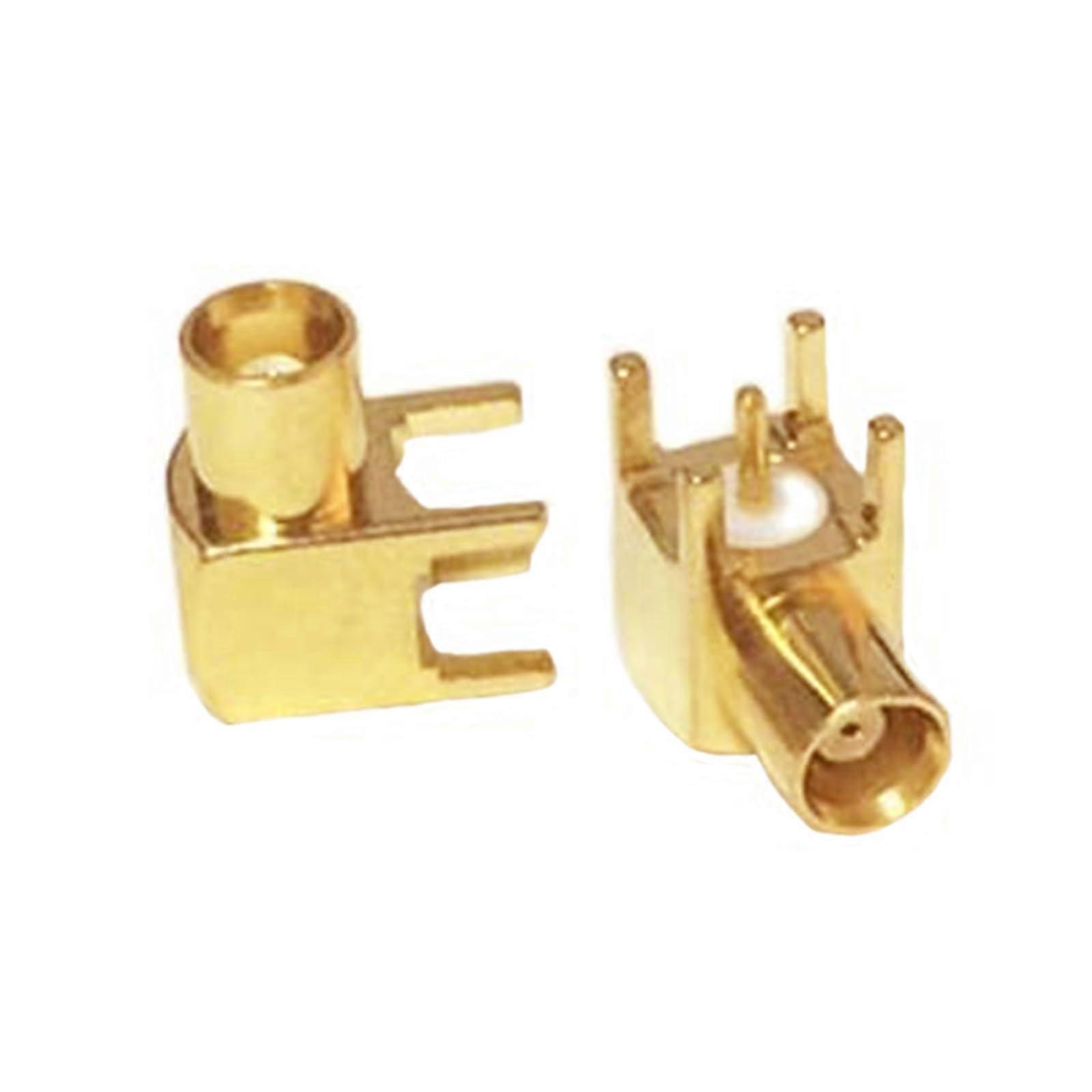 2 Pack Female Jack RF Coax Connector Right Angle Gold Plated PCB Mount for Antenna