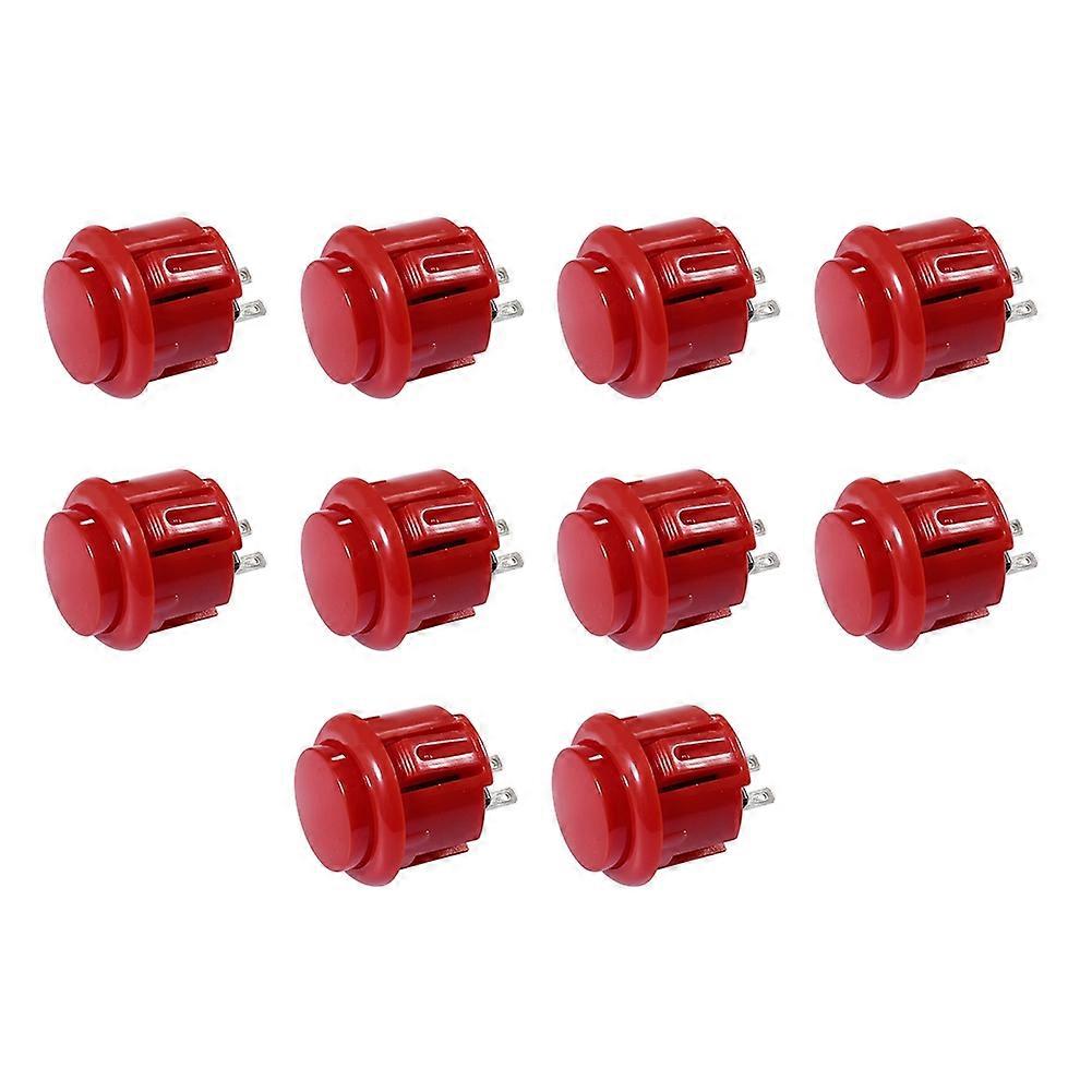 10 Pcs Arcade Buttons 24Mm Responsive Arcade Buttons for Gaming Enthusiasts Red
