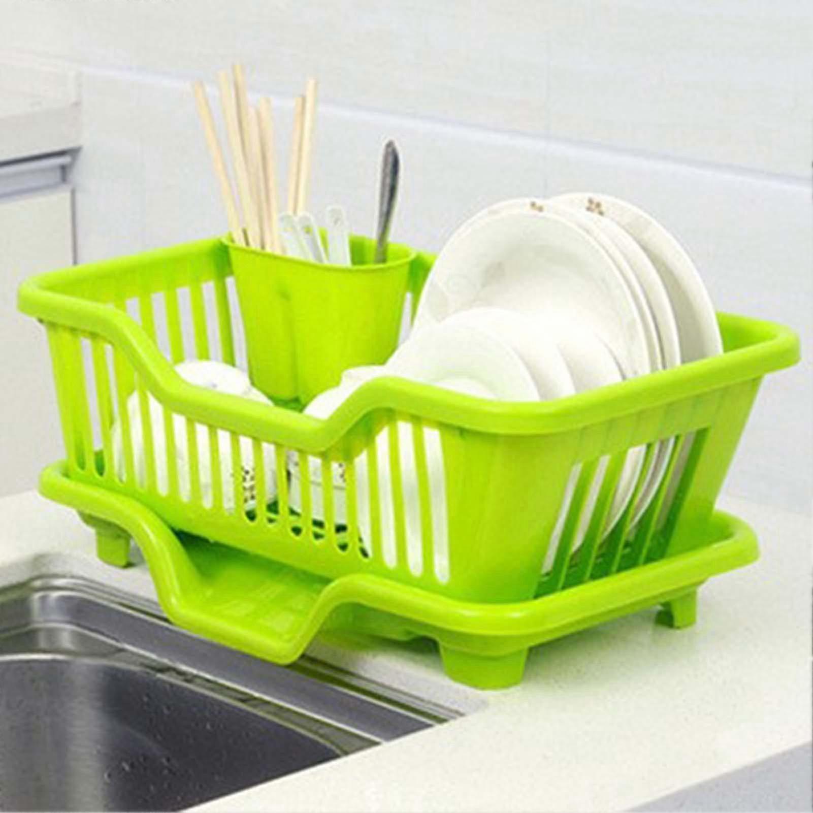 Dish rack with drainboard for small kitchen spaces