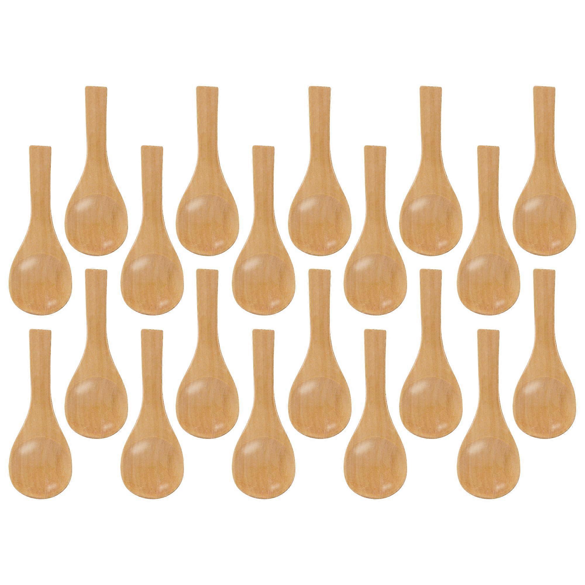 20Pcs Small Wooden Spoons for Spices and Condiments Handmade Mini Spoons for Sugar Honey Pepper