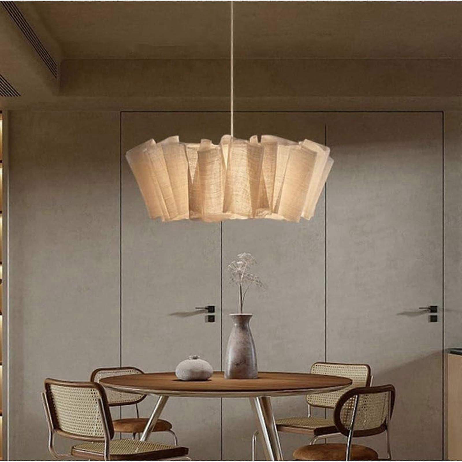 Modern Fabric Pendant Light Japanese Minimalist Hanging Lamp Adjustable Length for Dining Room