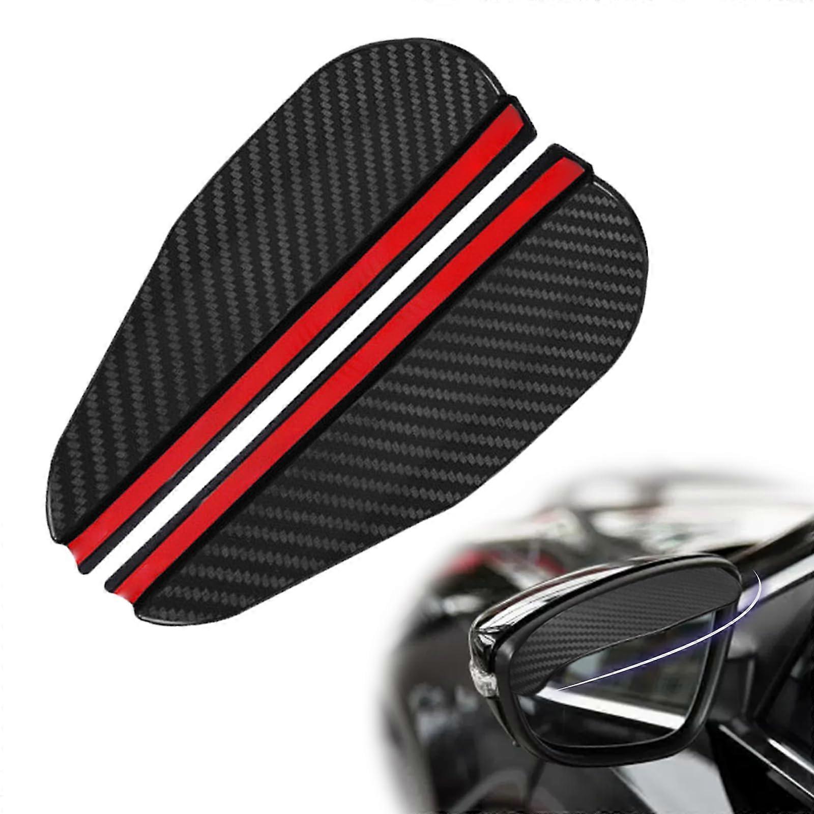 2Pcs Car Rear View Mirror Rain Guard Visor, Carbon Fiber Waterproof Side Mirror Shield, Universal Fit