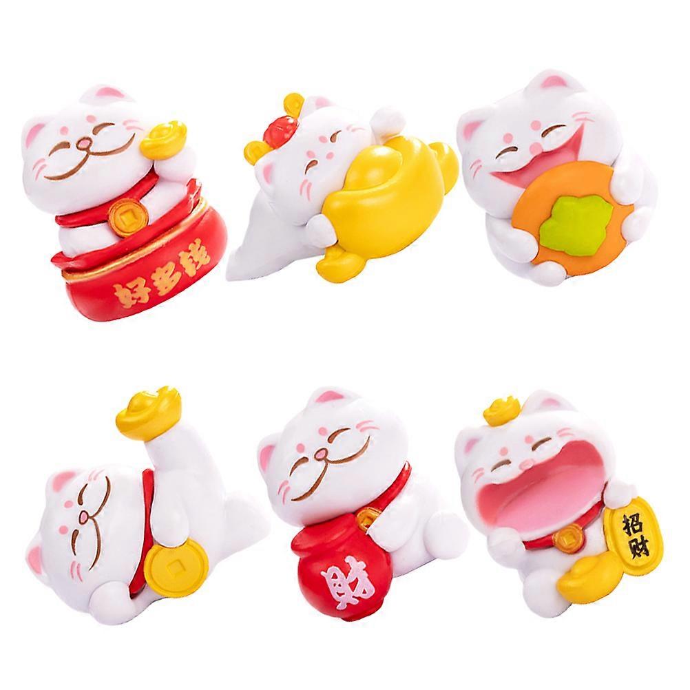 Mini Resin Cat Figure Cat Decor for Decor 6Pcs Decorative Set