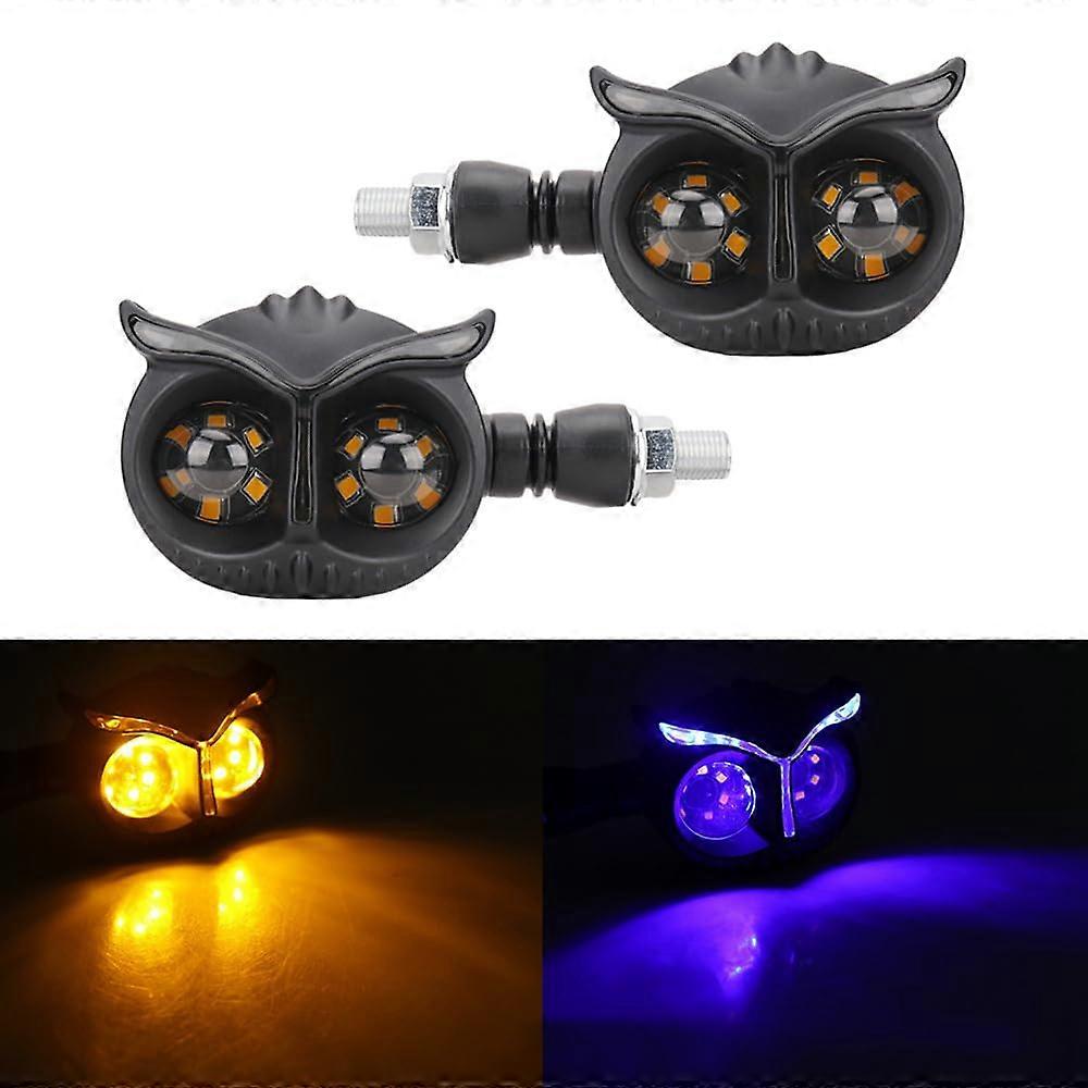 2PCS Universal Motorcycle Bullet LED Turn Signal Lights, DualColor Amber and Blue, Waterproof