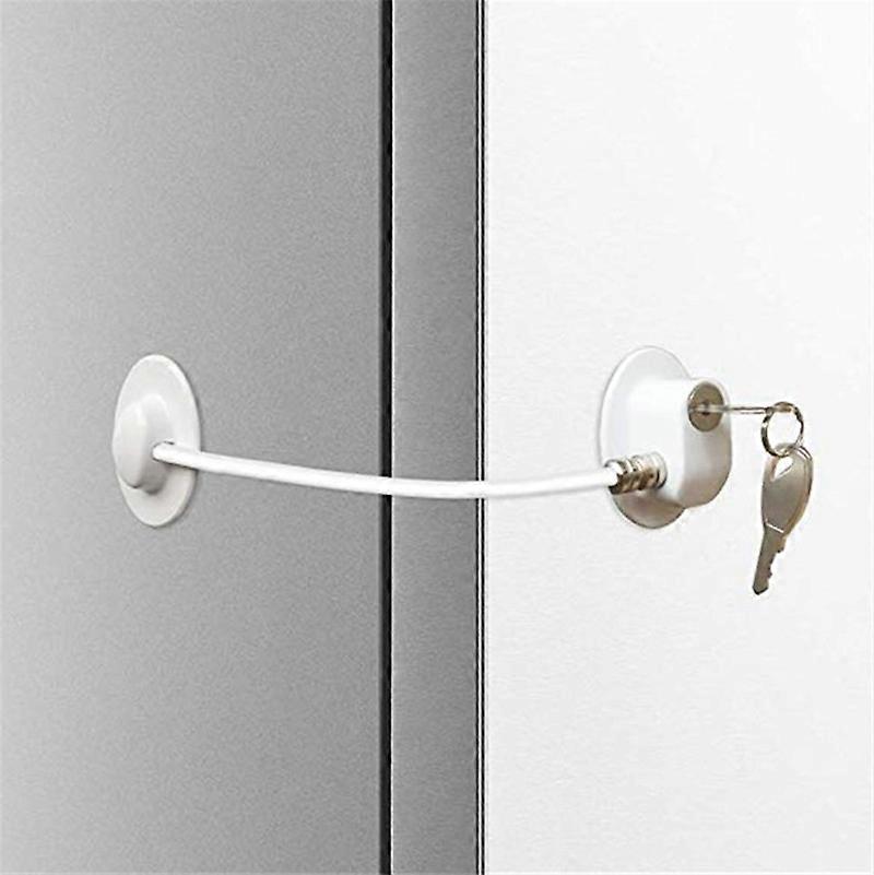 White Refrigerator Door Lock 2pcs Freezer Door Lock File Drawer Lock with 4 Keys