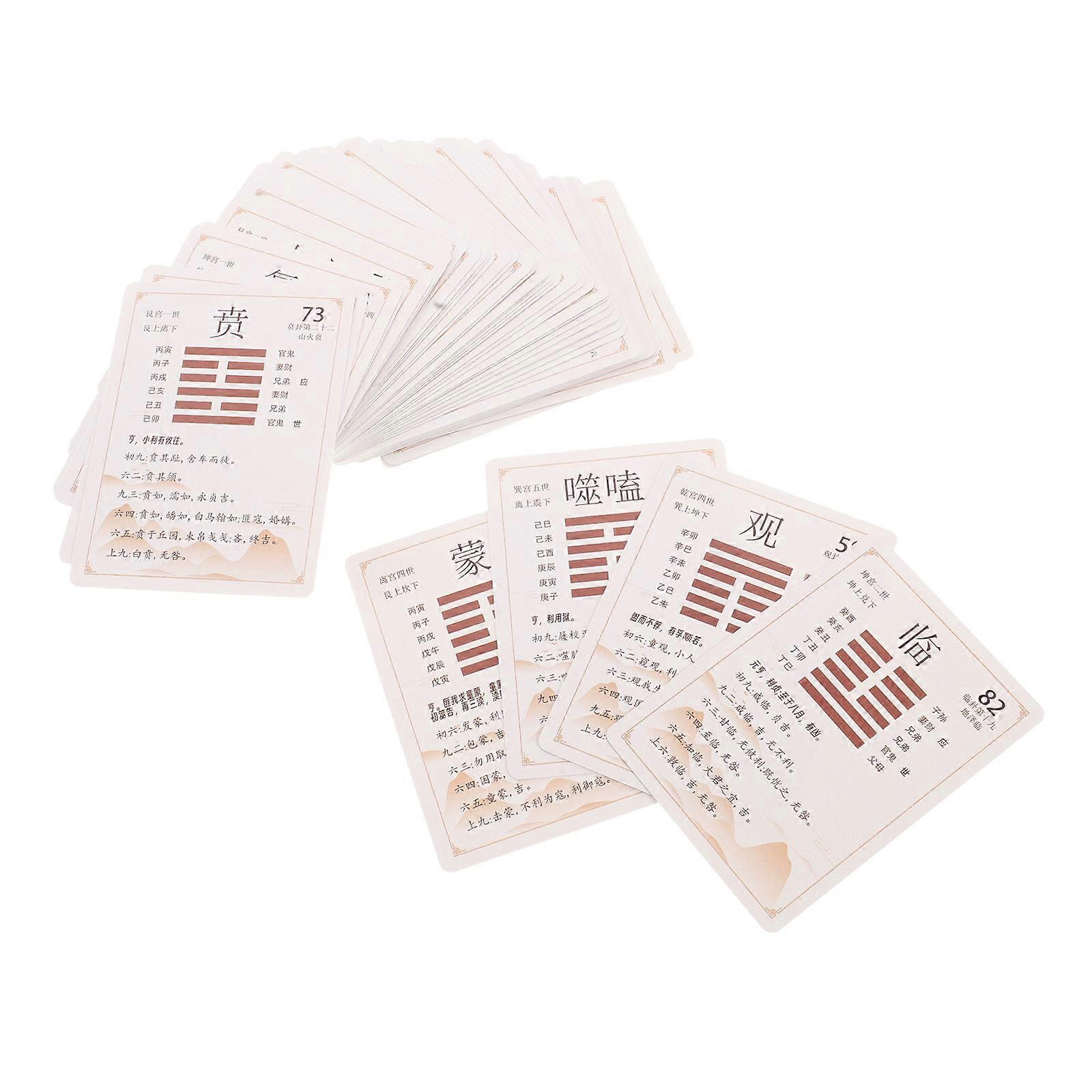 Chinese I Ching Guide Card Pack for Fortune Telling 64Pcs Divination Kit
