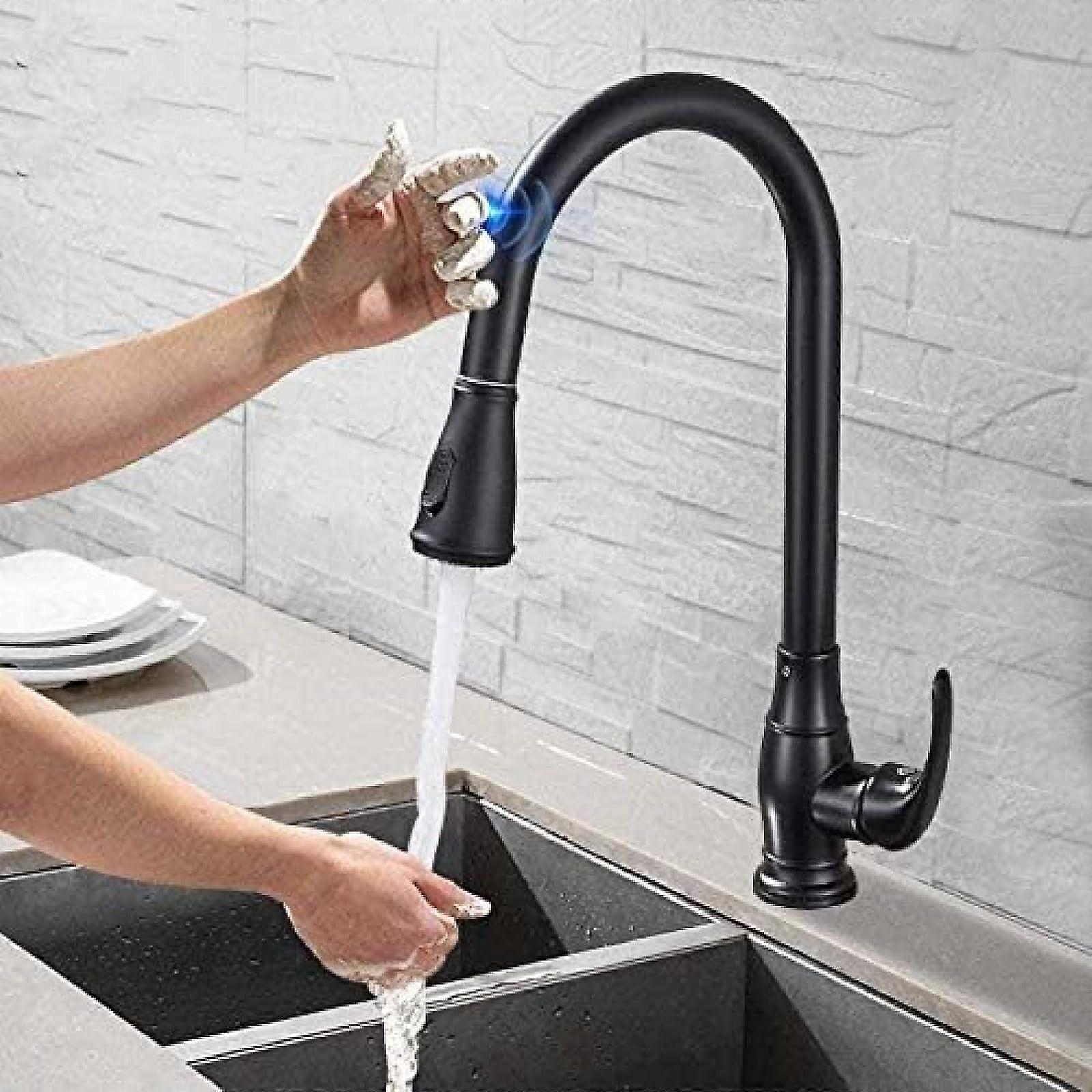 Matte Black Touchless Kitchen Faucet with Smart Sensor, Pull Down Sprayer, Solid Brass Build